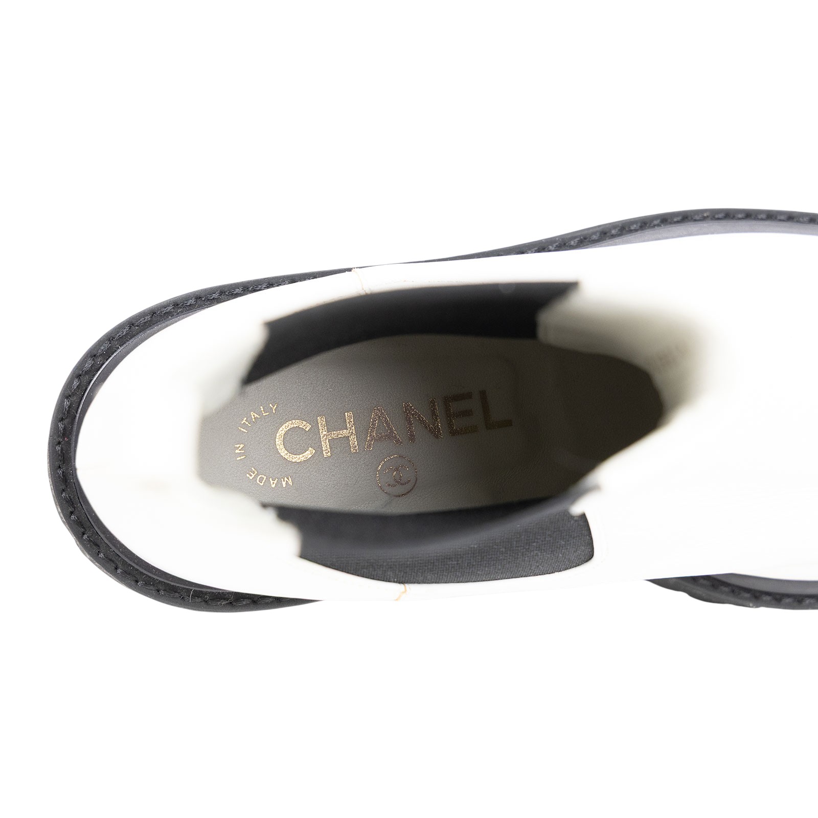 香奈兒 CHANEL Calfskin Cap Toe CC 短靴 G38218_38 黑白中筒靴 #38 原廠盒子/防塵袋