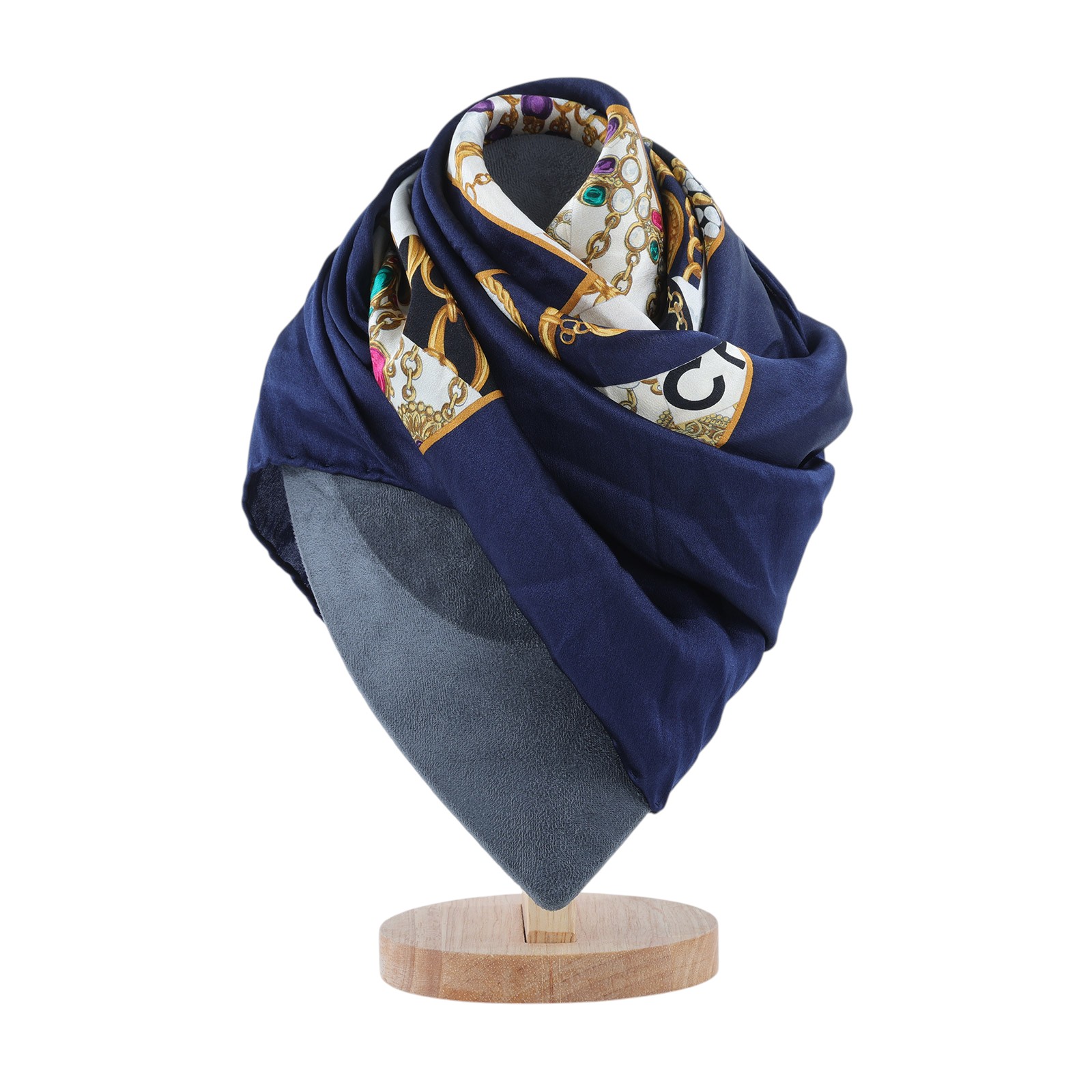 香奈兒 CHANEL 絲巾  深藍雙CLOGO絲巾 無附屬品