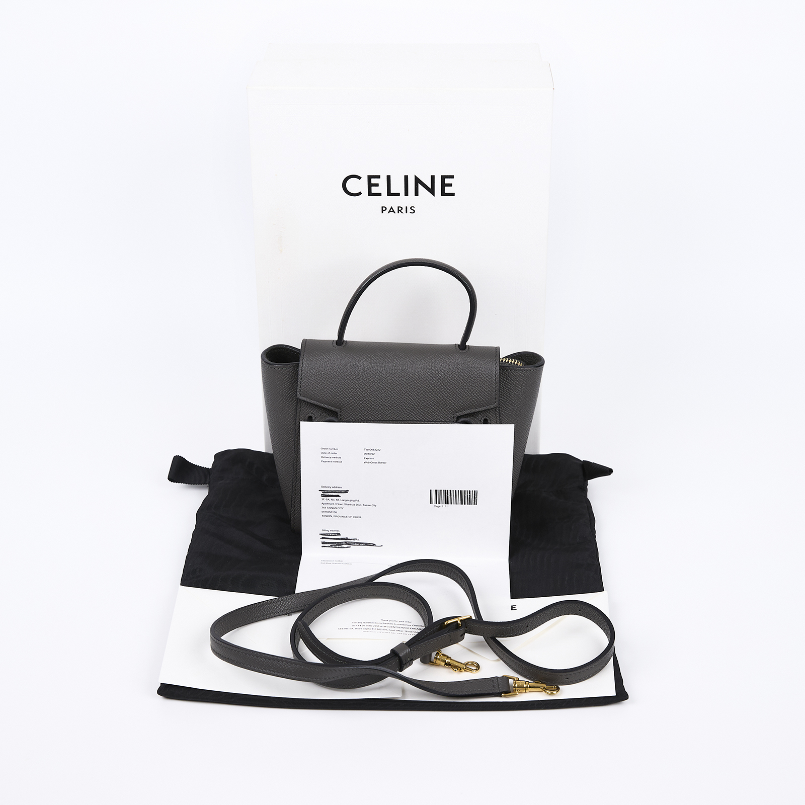 思琳 CELINE Pico Belt 手袋 194263ZVA 灰Pico Belt Bag 防塵袋/原廠盒子/購買證明