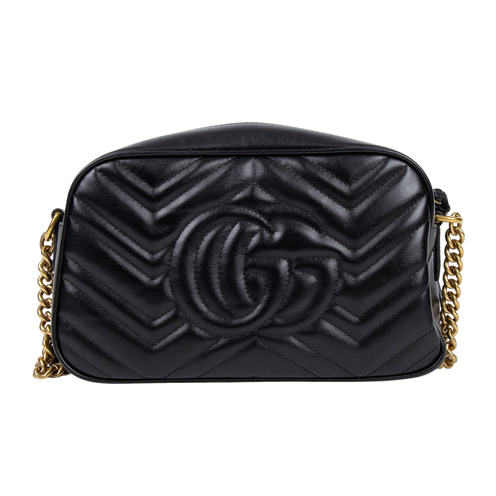 古馳 GUCCI GG Marmont 小型 絎縫 肩揹袋 447632 DTD1T 黑GG Marmont 肩背包 防塵袋/原廠盒子/購買證明