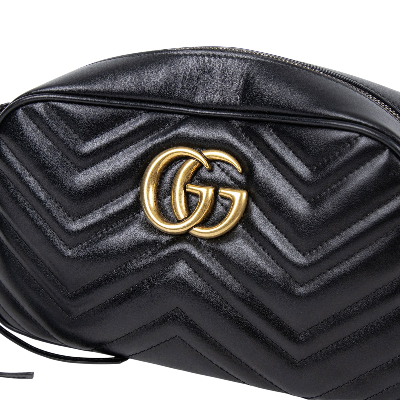 古馳 GUCCI GG Marmont 小型 絎縫 肩揹袋 447632 DTD1T 黑GG Marmont 肩背包 防塵袋/原廠盒子/購買證明