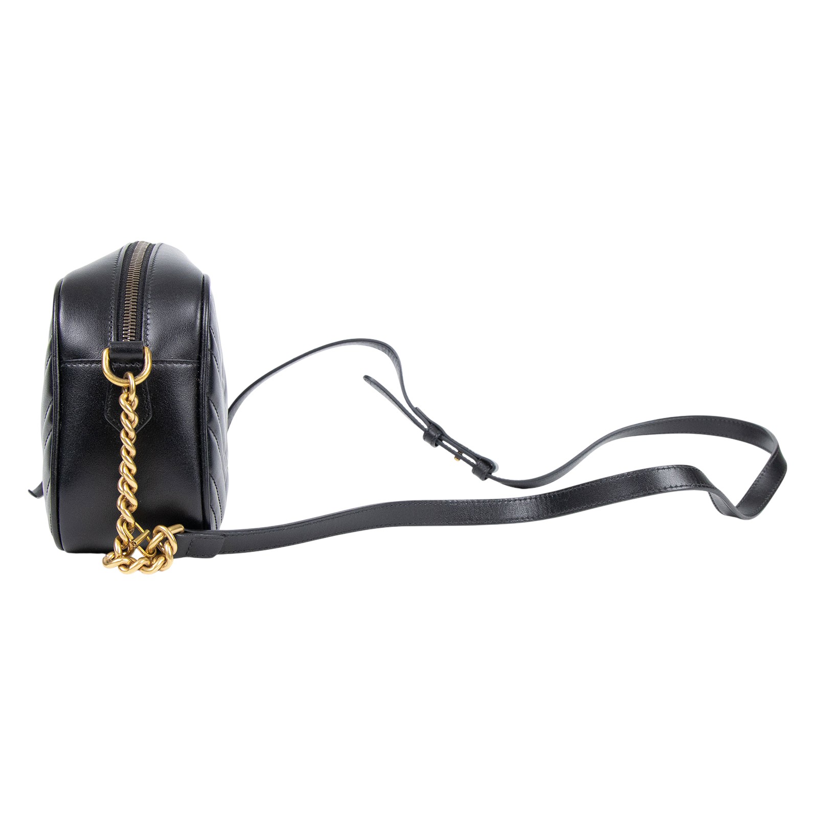 古馳 GUCCI GG Marmont 小型 絎縫 肩揹袋 447632 DTD1T 黑GG Marmont 肩背包 防塵袋/原廠盒子/購買證明