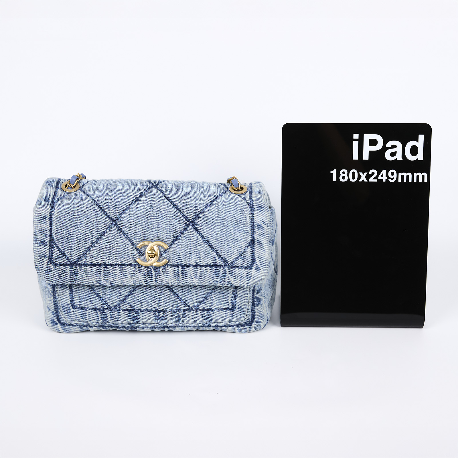 香奈兒 CHANEL 牛仔 CF 肩背包 口蓋包 丹寧 藍色 AS5737 晶片款 牛仔掀蓋包 防塵袋/原廠盒子