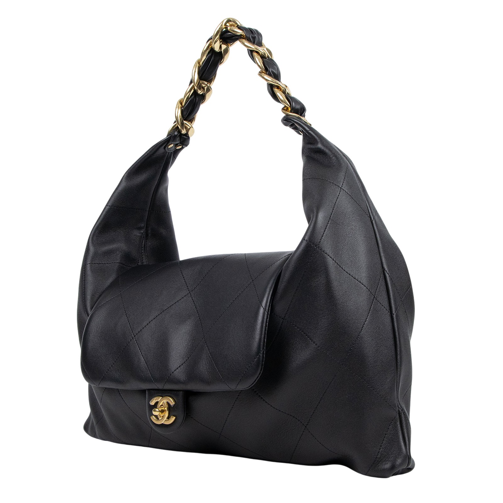 香奈兒 CHANEL 流浪包 Ｍaxi Hobo Bag 超大型 肩背包 AS5838 晶片款 黑掀蓋流浪包 防塵袋/原廠盒子