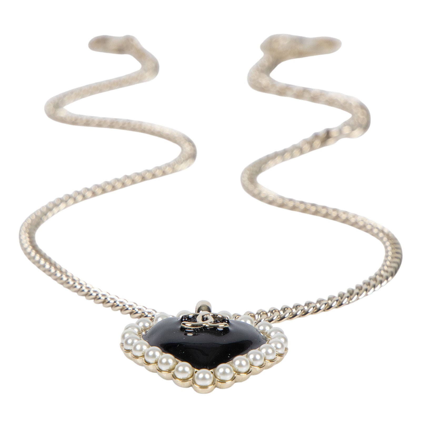 香奈兒 CHANEL 愛心 珍珠 雙C 項鍊 黑色 B25B 黑愛心珍珠項鍊 原廠盒子