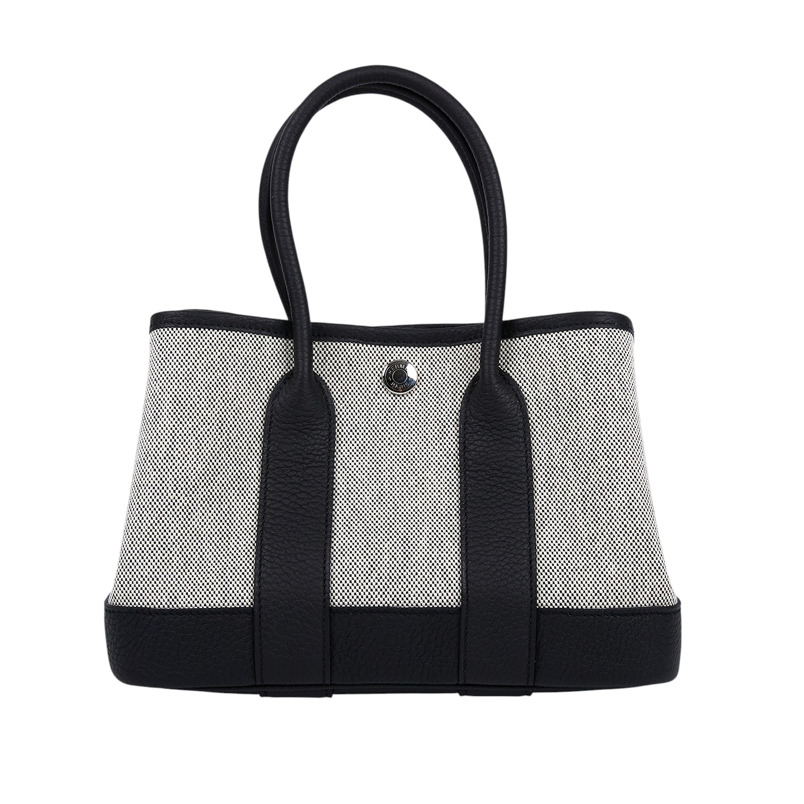 愛馬仕 Hermes Garden Party 花園派對包 23 銀色五金 亞麻色 黑色 H086418CKAC W刻  防塵袋/原廠盒子/購買證明