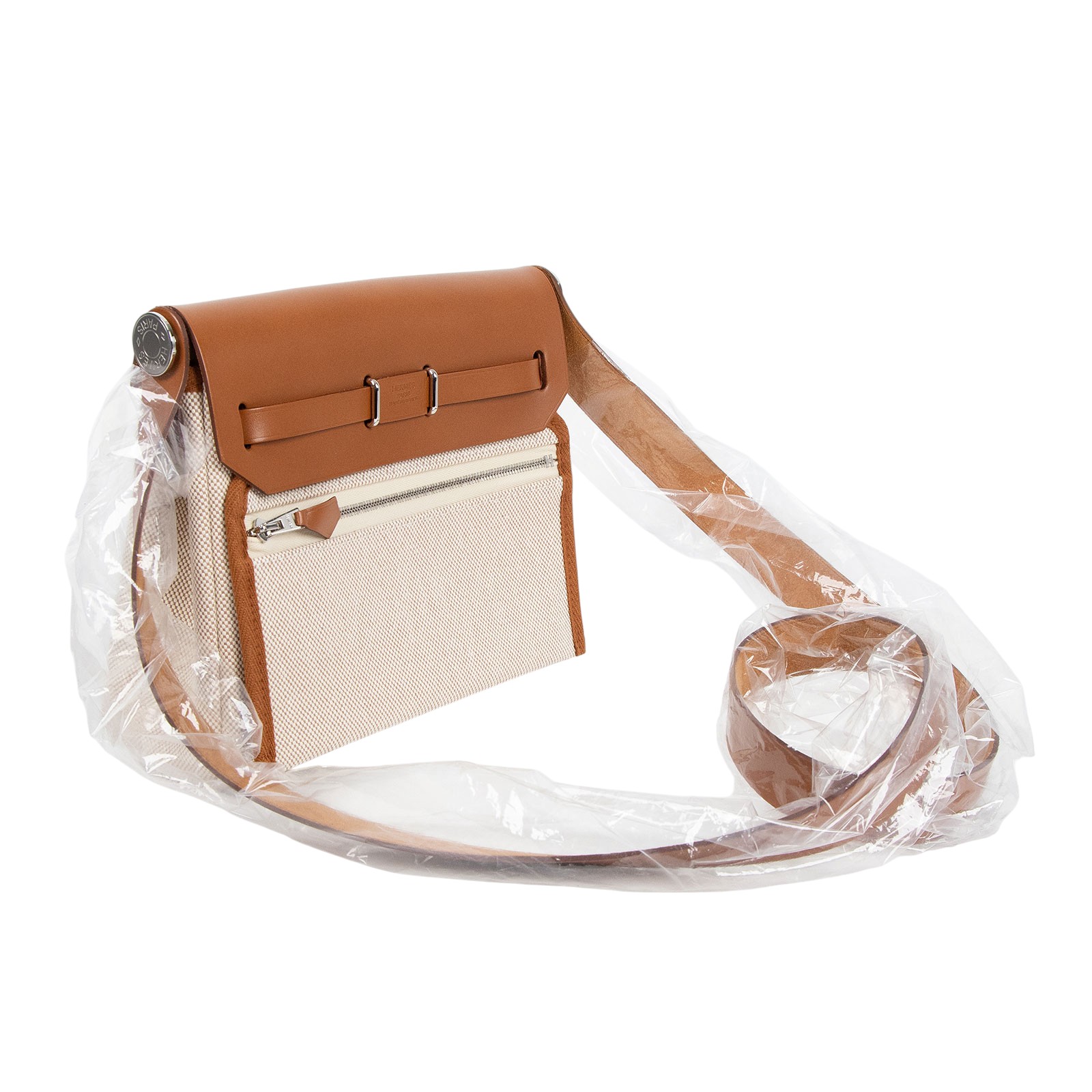 愛馬仕 Hermes Herbag Zip 20 銀色五金 米白 米色 焦糖棕 H085414CKAA W刻 米色HERBAG20 防塵袋/原廠盒子/購買證明