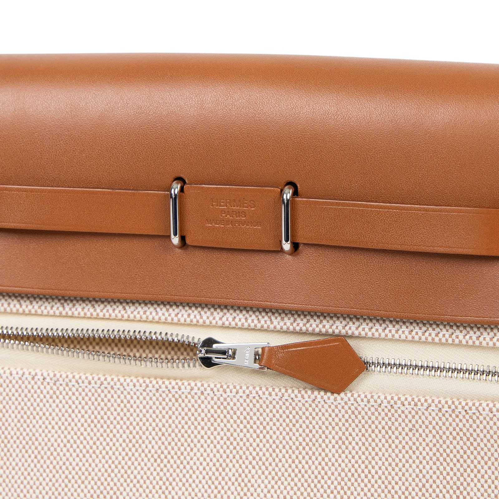 愛馬仕 Hermes Herbag Zip 20 銀色五金 米白 米色 焦糖棕 H085414CKAA W刻 米色HERBAG20 防塵袋/原廠盒子/購買證明