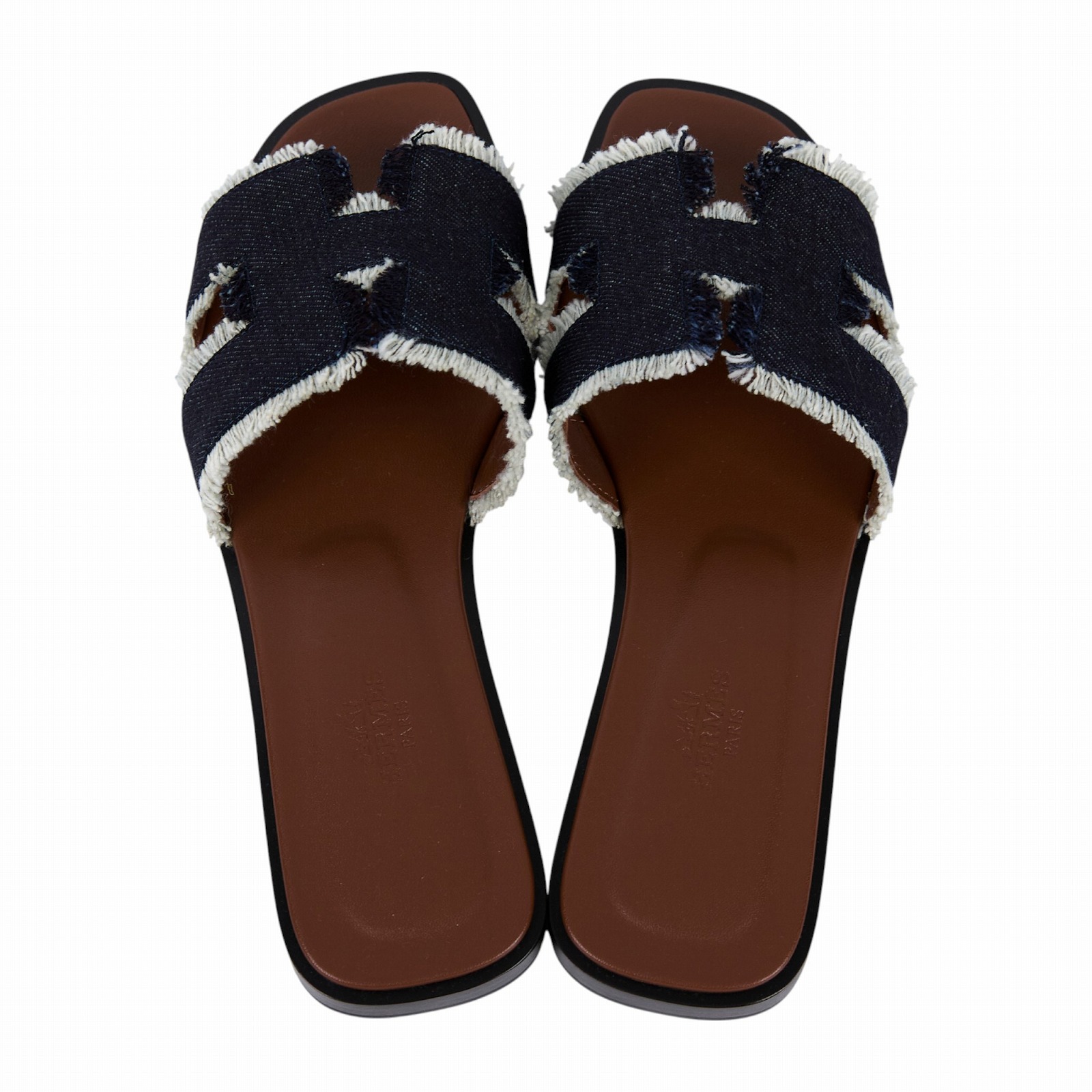 愛馬仕 Hermes Oran 涼鞋 H241060Zv49370  深牛仔H拖鞋 #37 防塵袋/原廠盒子/購買證明