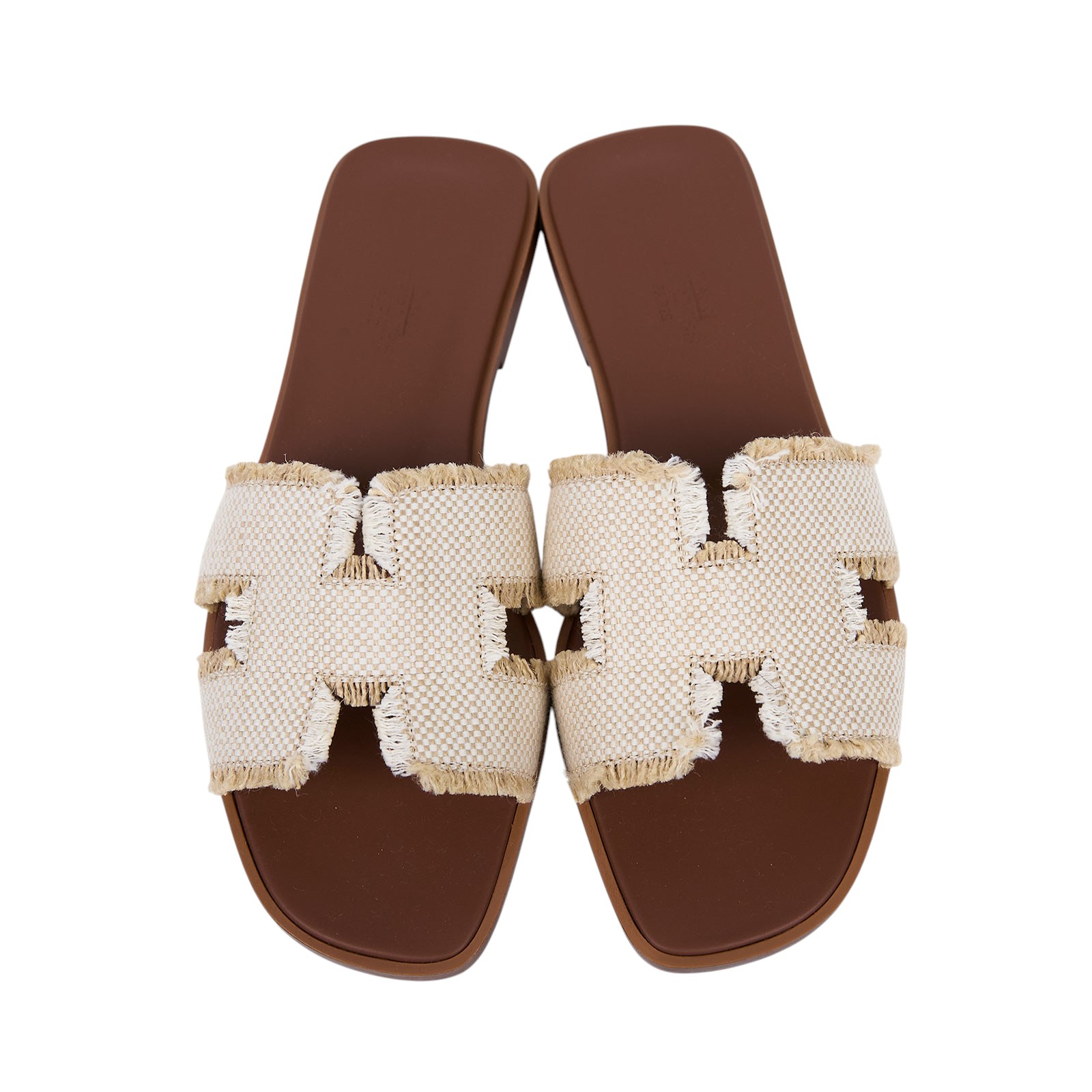 愛馬仕 Hermes Oran 涼鞋 H251047ZvA3370  白帆布H拖鞋 #37 防塵袋/原廠盒子