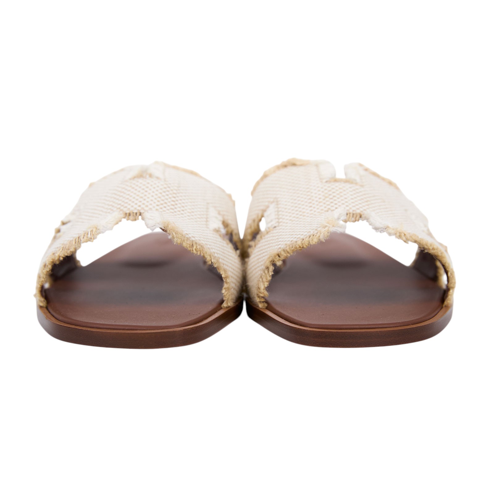 愛馬仕 Hermes Oran 涼鞋 H251047ZvA3370  白帆布H拖鞋 #37 防塵袋/原廠盒子