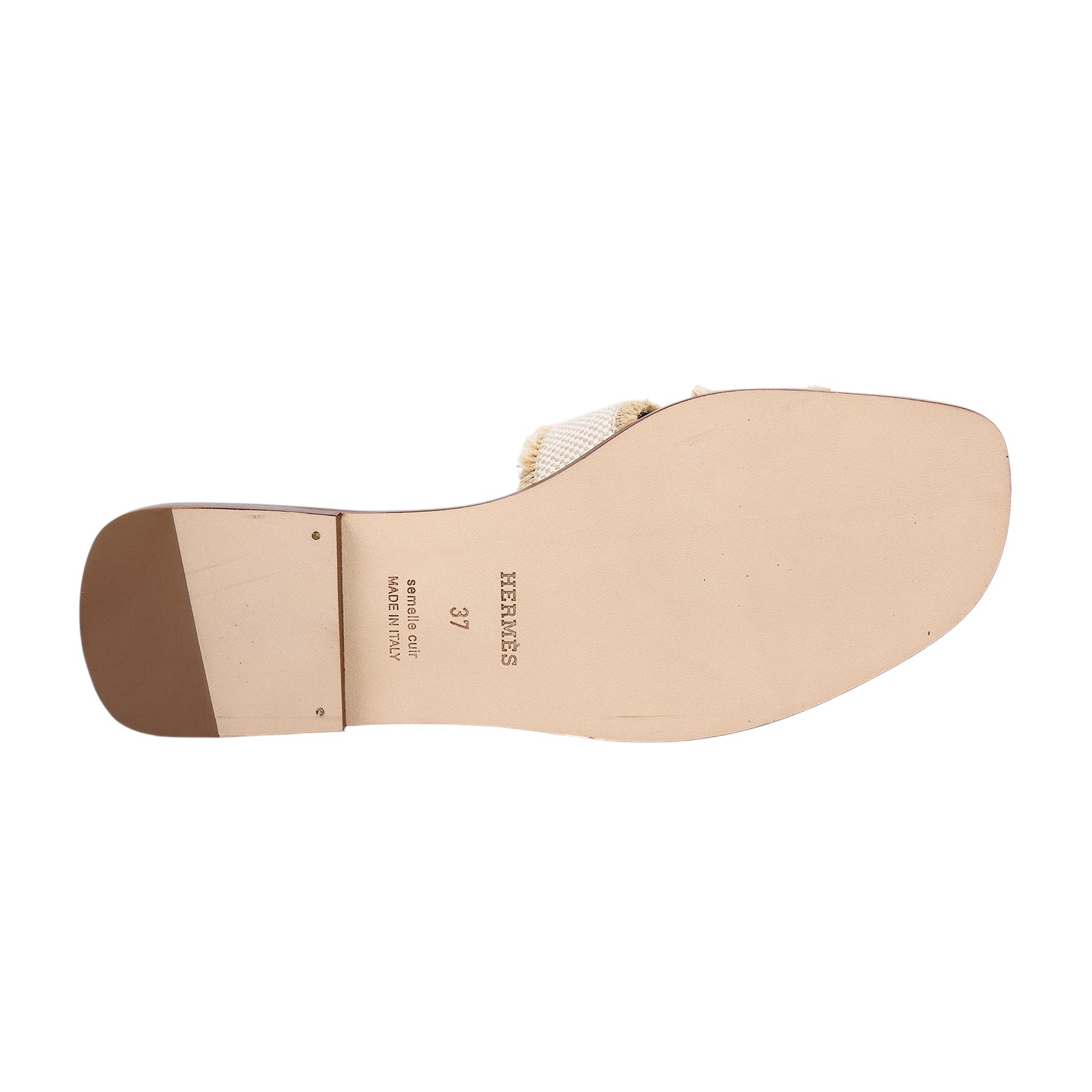 愛馬仕 Hermes Oran 涼鞋 H251047ZvA3370  白帆布H拖鞋 #37 防塵袋/原廠盒子