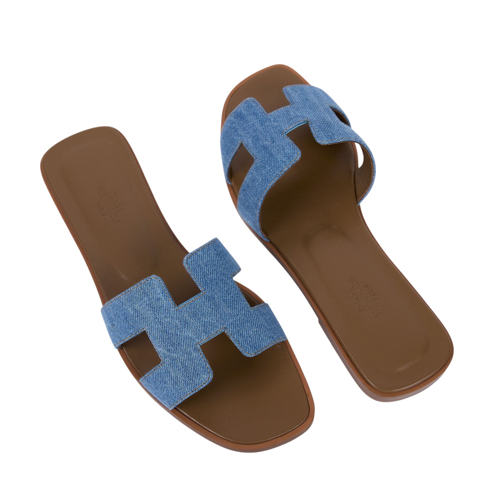 愛馬仕 Hermes Oran 涼鞋 H211242ZvBC375  淺牛仔H拖鞋 #37.5 防塵袋/原廠盒子