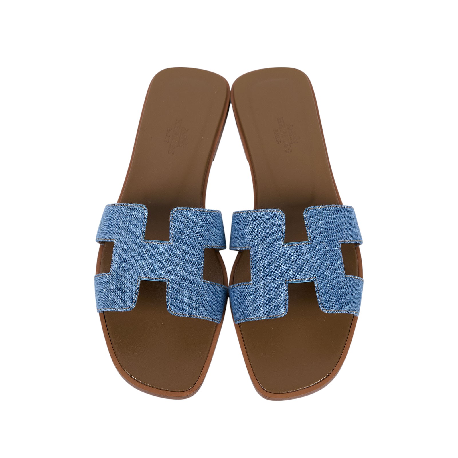 愛馬仕 Hermes Oran 涼鞋 H211242ZvBC375  淺牛仔H拖鞋 #37.5 防塵袋/原廠盒子