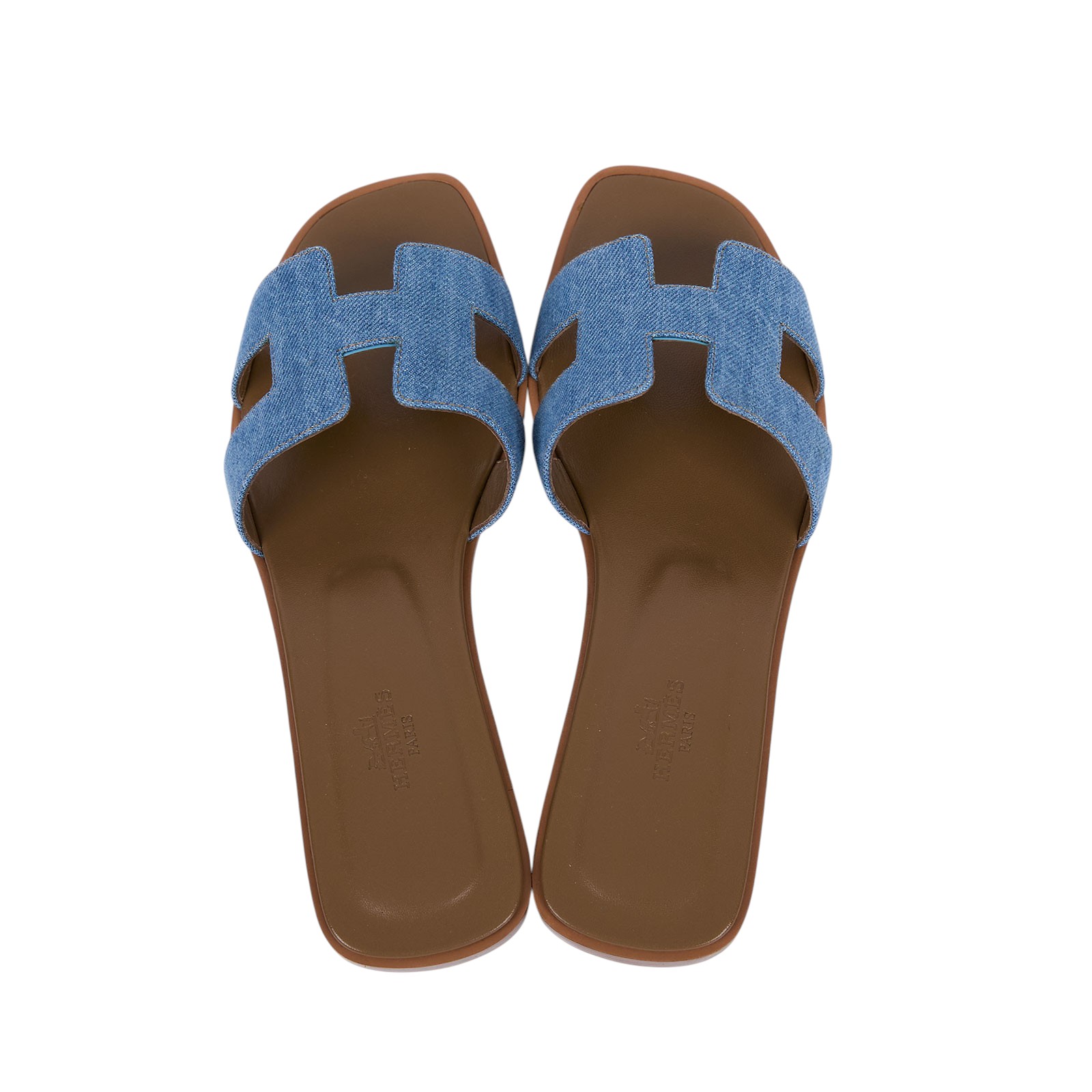 愛馬仕 Hermes Oran 涼鞋 H211242ZvBC375  淺牛仔H拖鞋 #37.5 防塵袋/原廠盒子