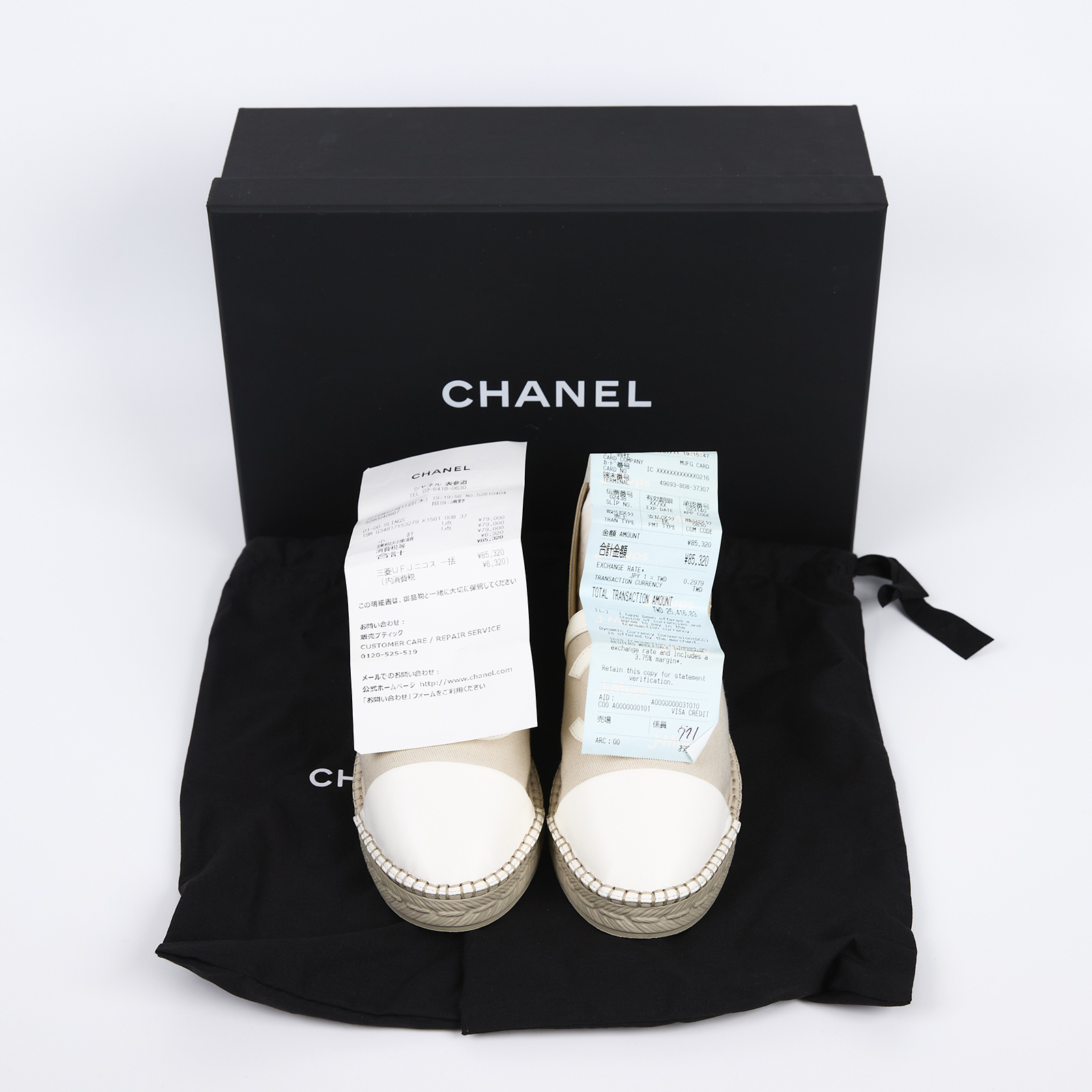 香奈兒 CHANEL 雙C LOGO 字母 繫帶 涼鞋 穆勒鞋 帆布 米白 G34817_37 米白繫帶涼鞋 #37 防塵袋/原廠盒子/購買證明