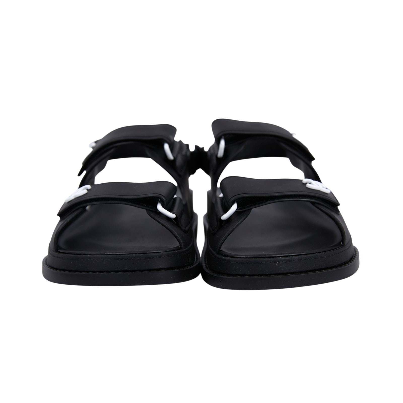 香奈兒 CHANEL 雙C LOGO 勃肯 拖鞋 白色 黑色 G35607_37 黑PVC勃肯拖鞋 防塵袋/原廠盒子/購買證明