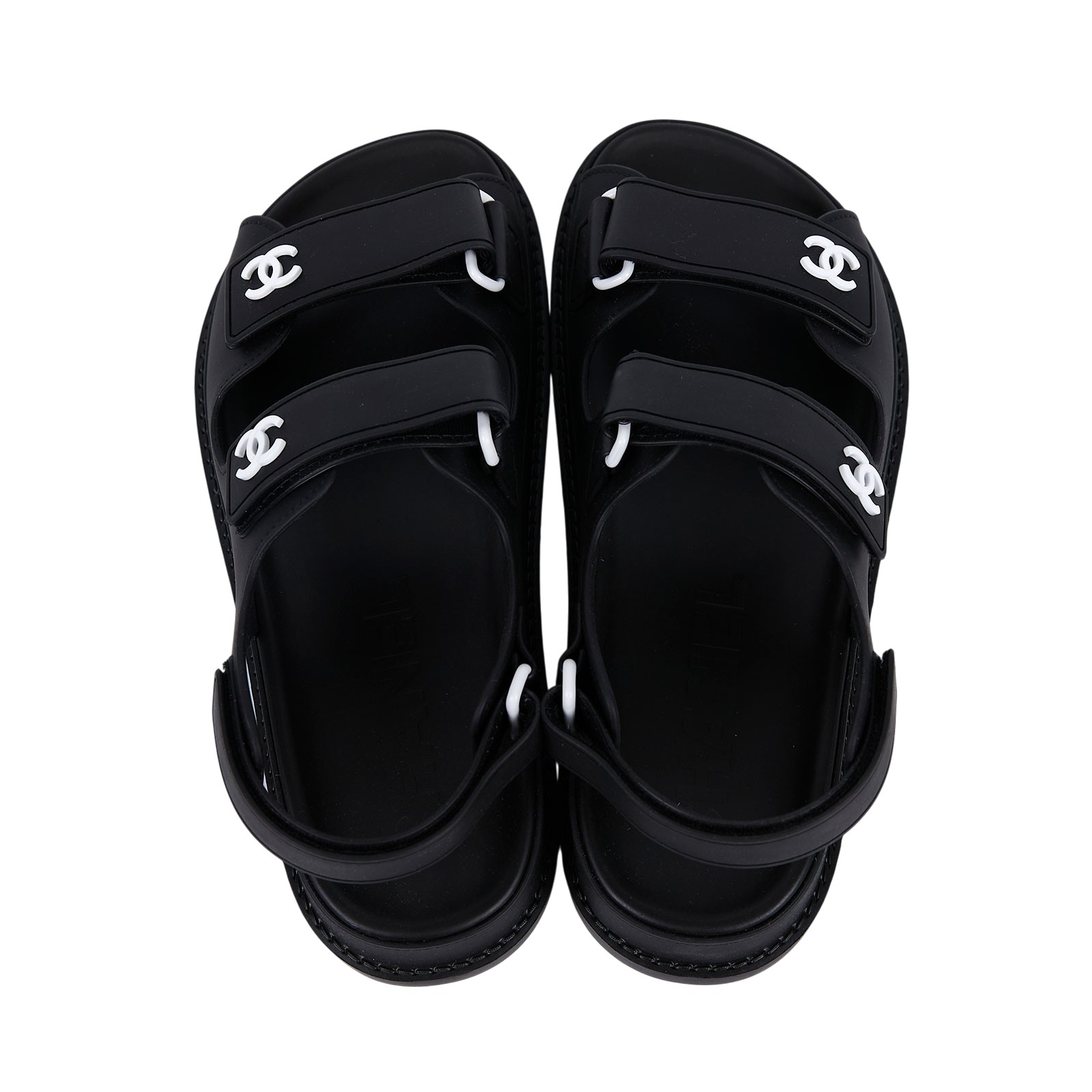 香奈兒 CHANEL 雙C LOGO 勃肯 拖鞋 白色 黑色 G35607_37 黑PVC勃肯拖鞋 防塵袋/原廠盒子/購買證明