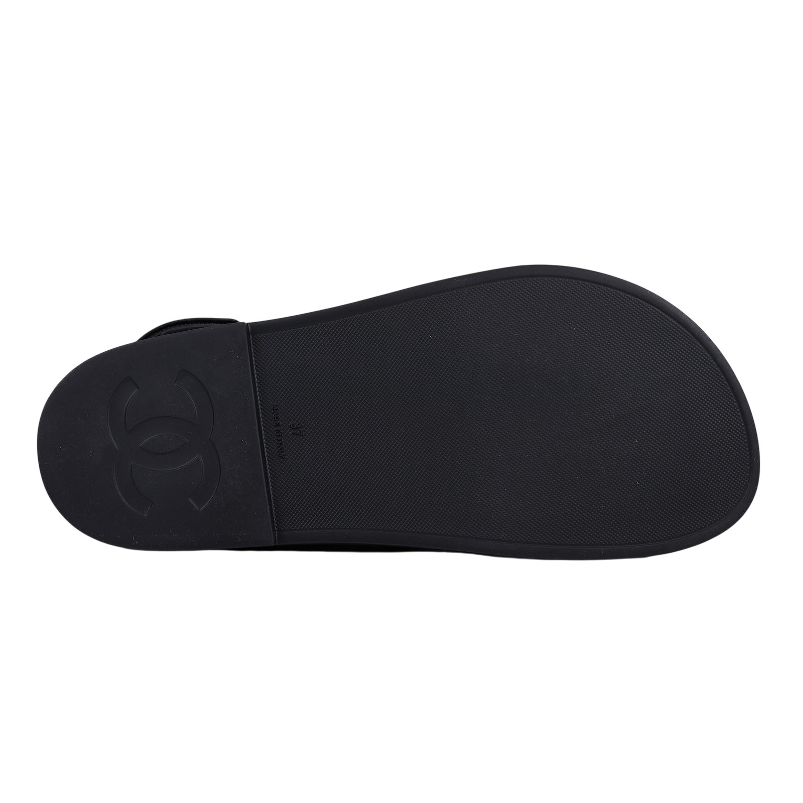 香奈兒 CHANEL 雙C LOGO 勃肯 拖鞋 白色 黑色 G35607_37 黑PVC勃肯拖鞋 防塵袋/原廠盒子/購買證明