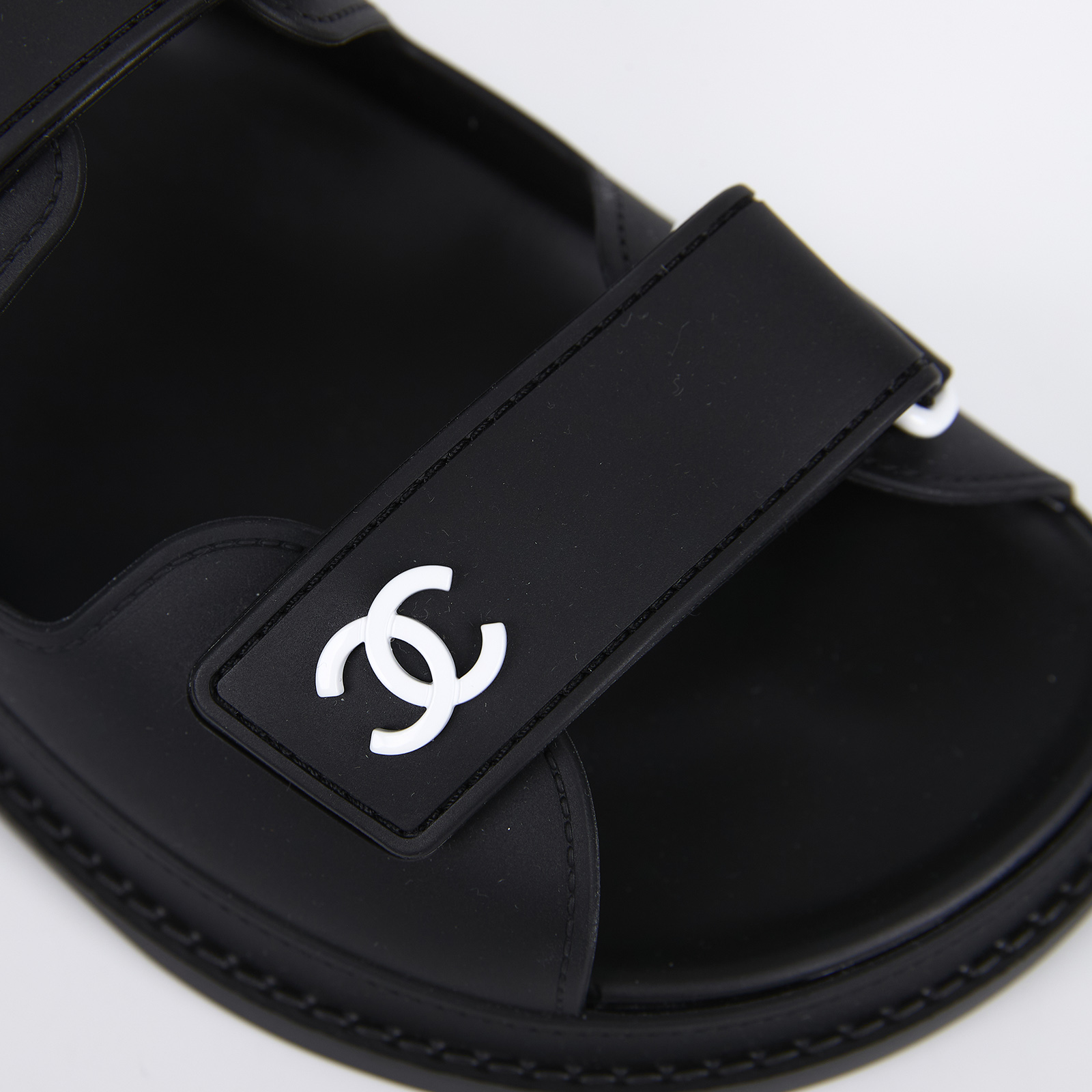 香奈兒 CHANEL 雙C LOGO 勃肯 拖鞋 白色 黑色 G35607_37 黑PVC勃肯拖鞋 防塵袋/原廠盒子/購買證明