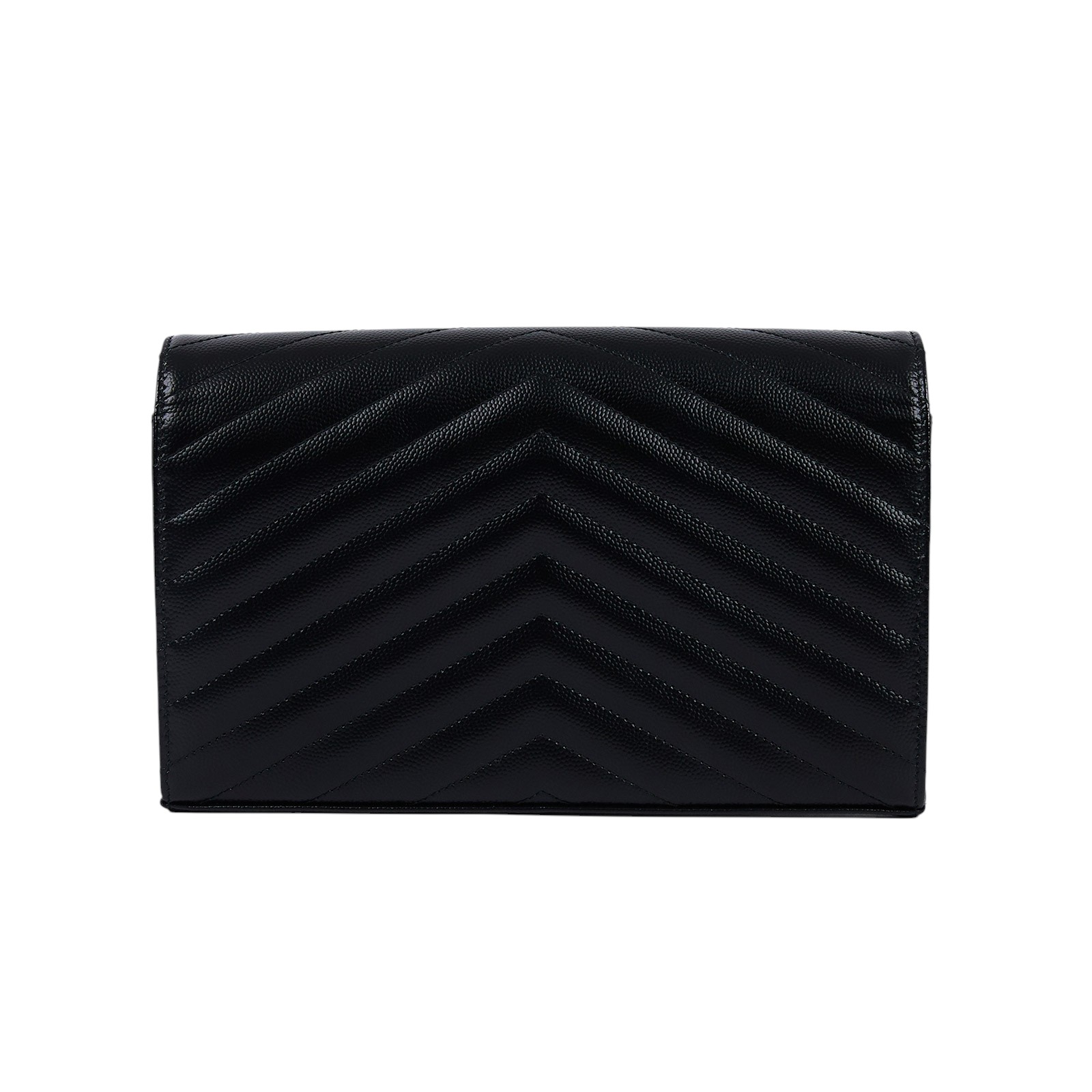 聖羅蘭 YSL SAINT LAURENT Cassandre 經典粒面皮革 鏈條 錢包 金色五金 377828BOW01 黑金魚子醬WOC 無附屬品