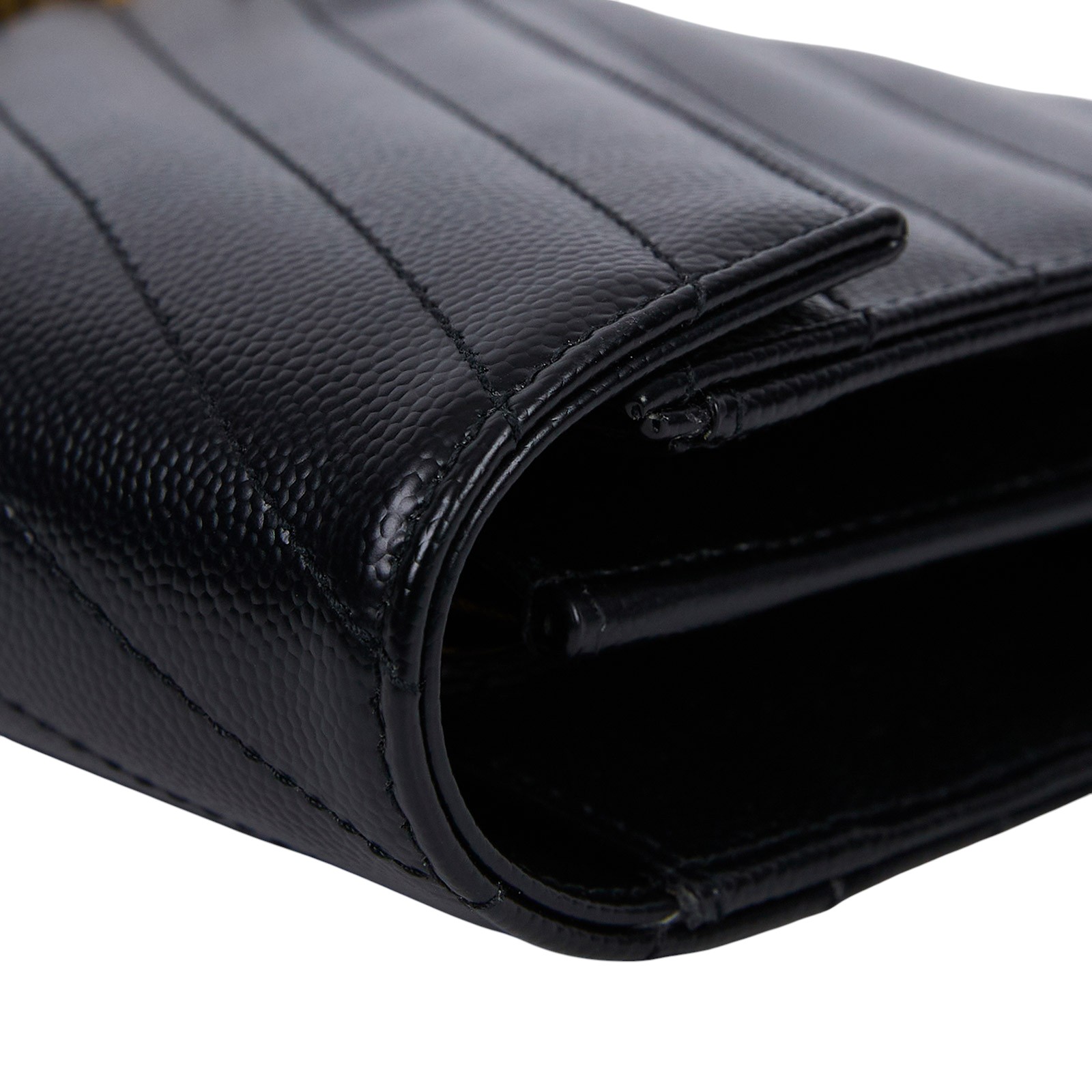 聖羅蘭 YSL SAINT LAURENT Cassandre 經典粒面皮革 鏈條 錢包 金色五金 377828BOW01 黑金魚子醬WOC 無附屬品