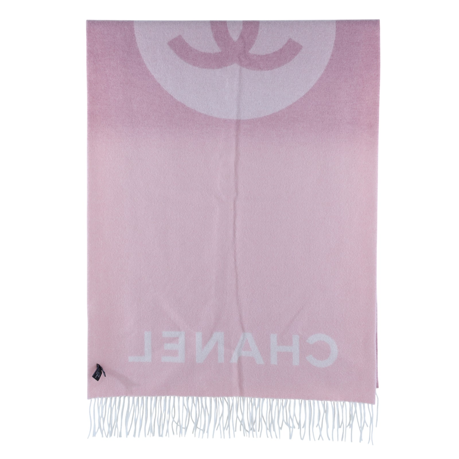 香奈兒 CHANEL CC 披肩  粉大雙CLOGO圍巾 無附屬品