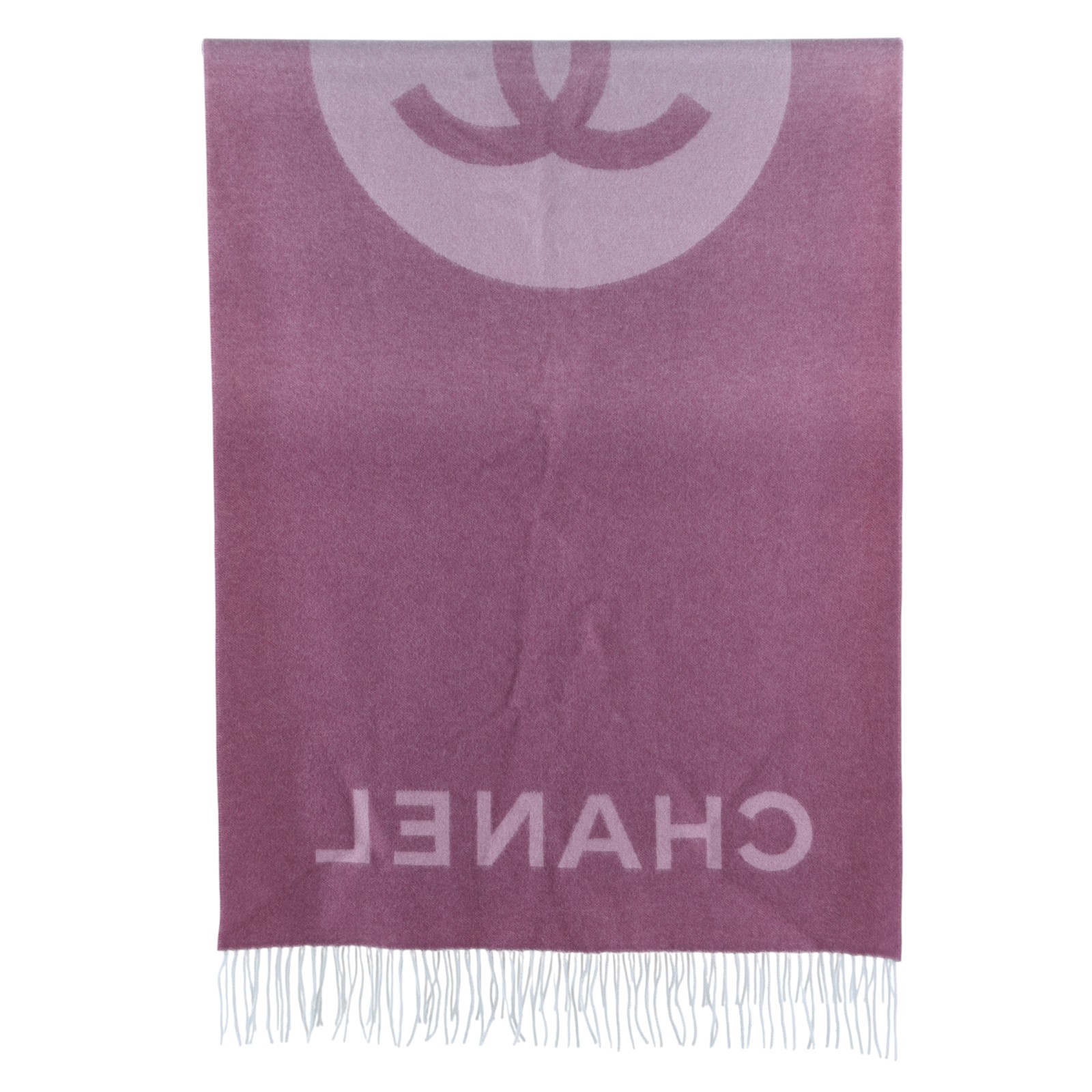 香奈兒 CHANEL CC 披肩  粉大雙CLOGO圍巾 無附屬品