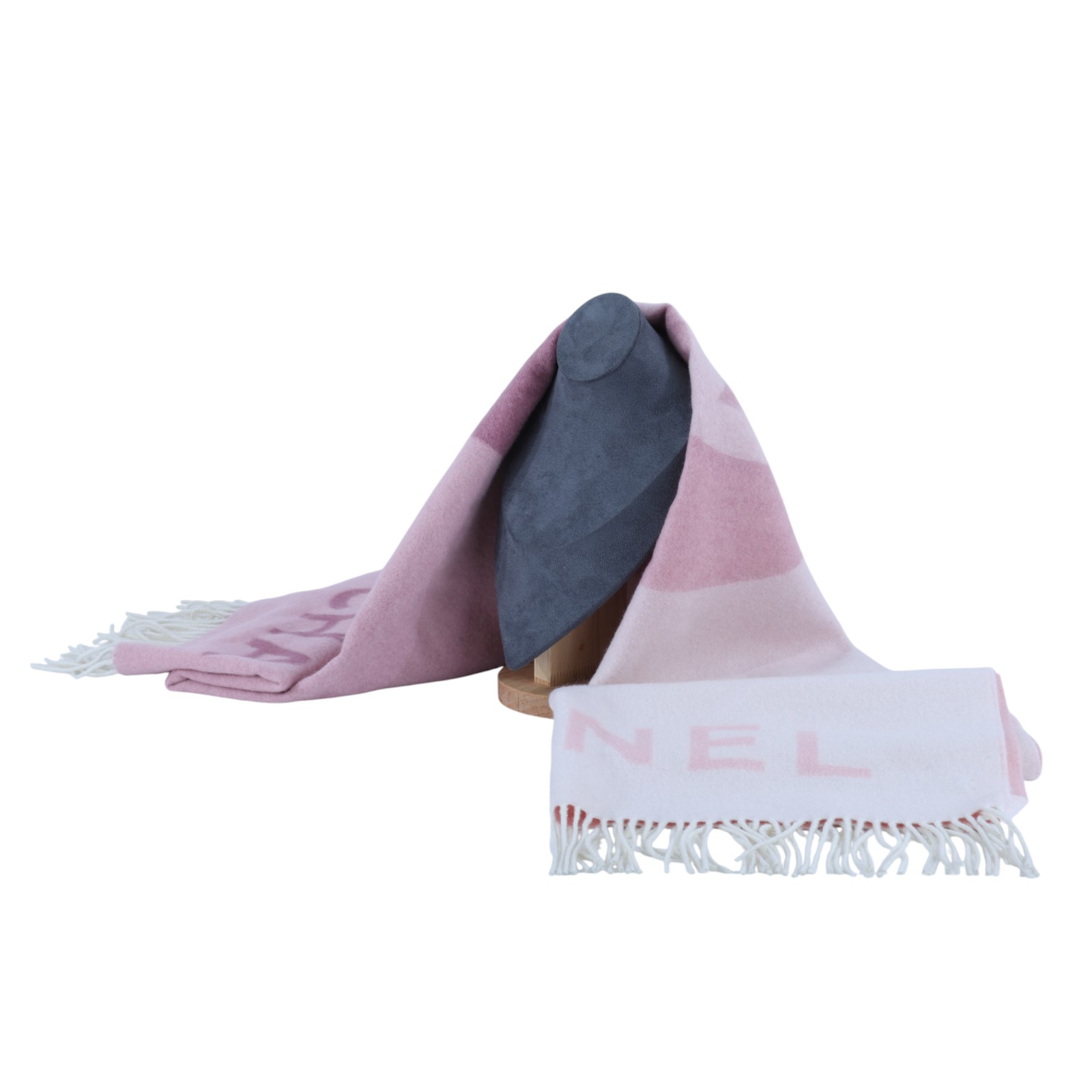 香奈兒 CHANEL CC 披肩  粉大雙CLOGO圍巾 無附屬品