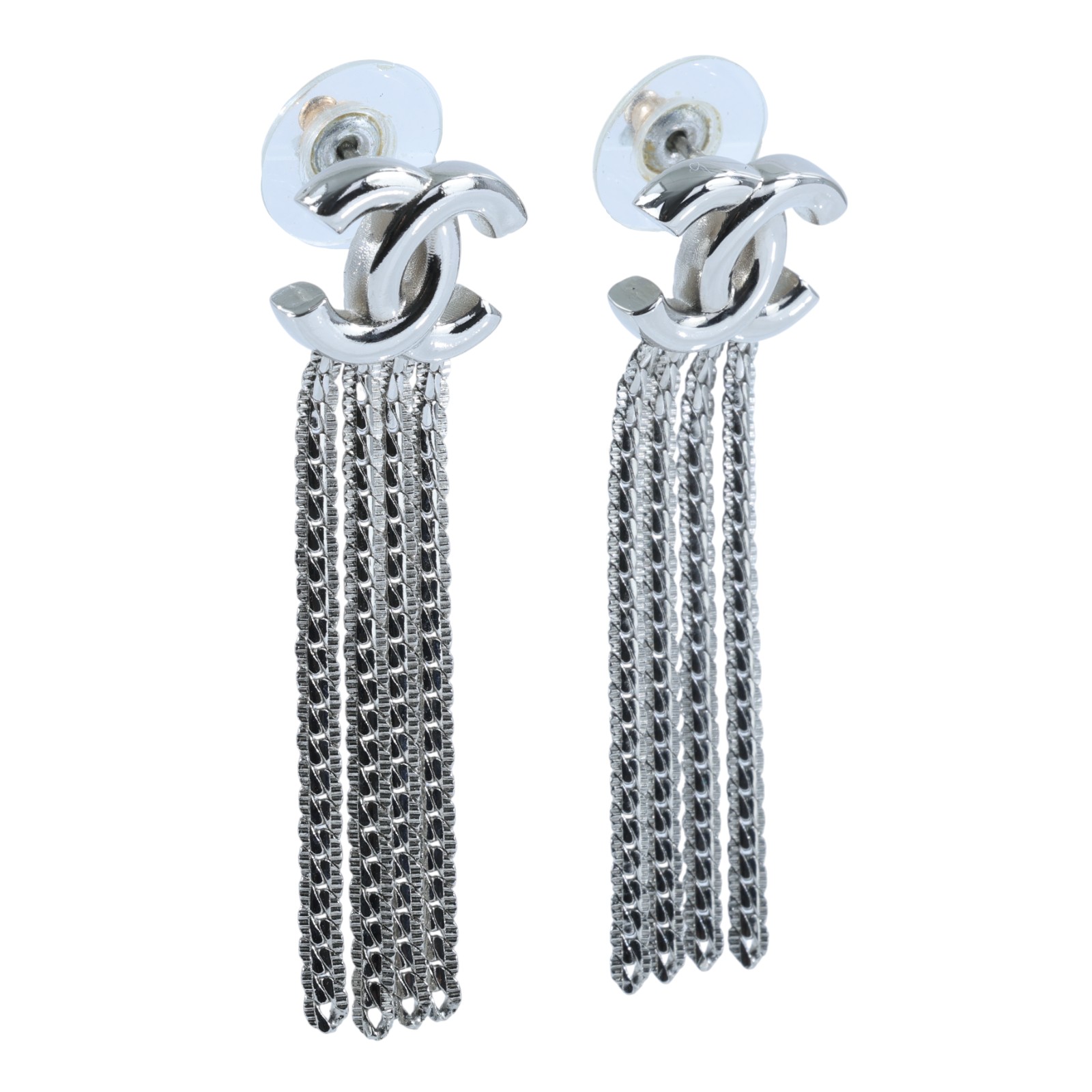 香奈兒 CHANEL CC 耳環 A24B 銀雙C流蘇耳環 原廠盒子