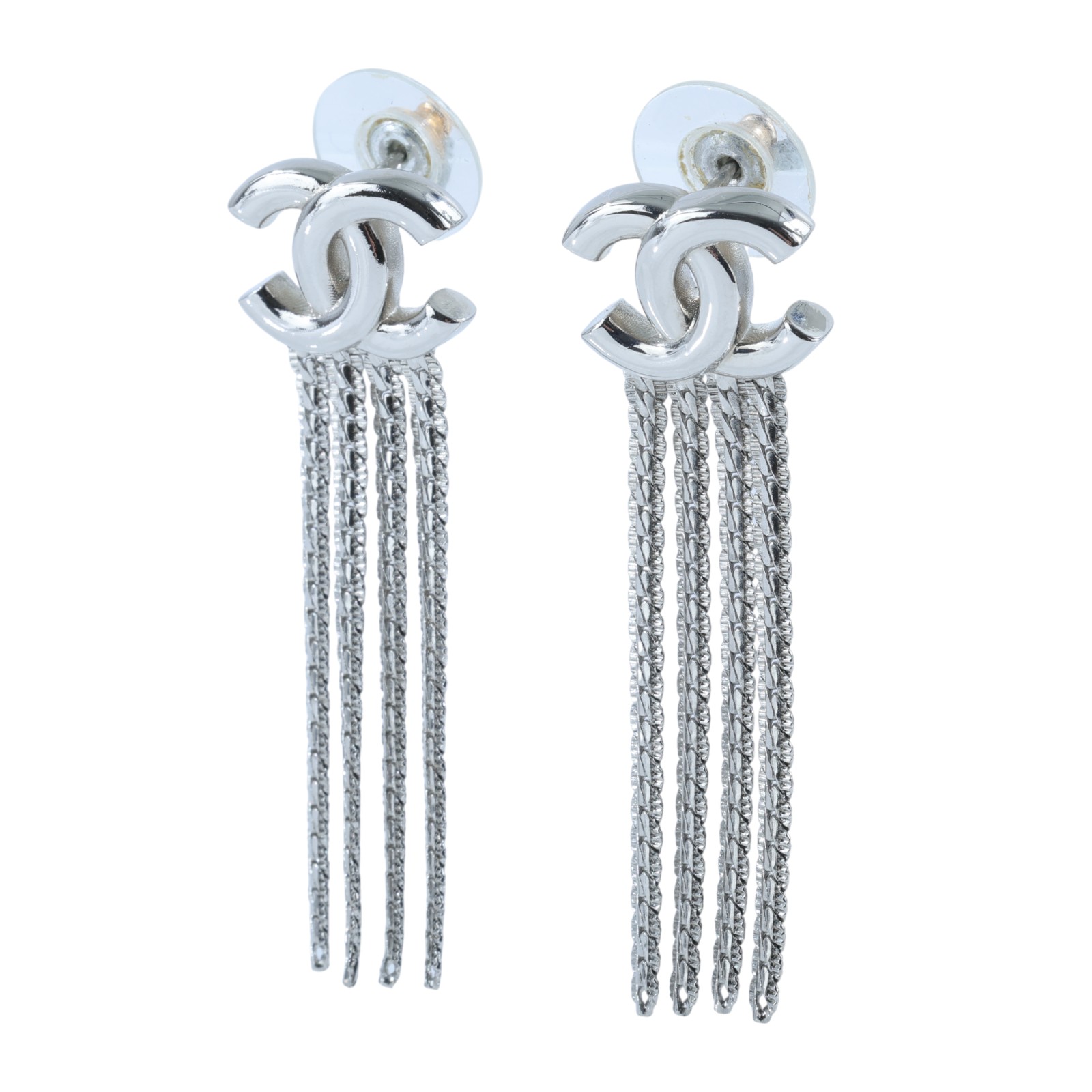 香奈兒 CHANEL CC 耳環 A24B 銀雙C流蘇耳環 原廠盒子