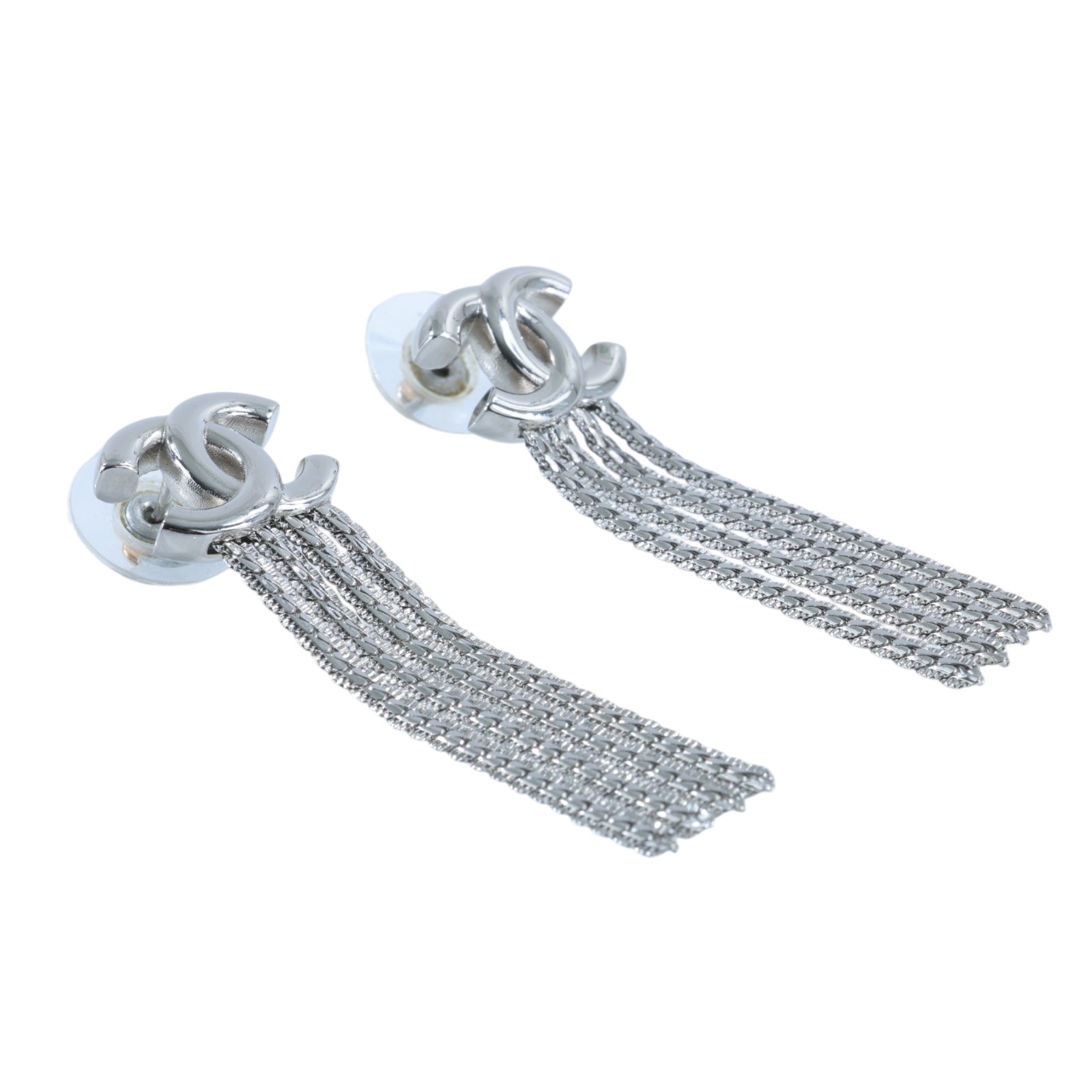 香奈兒 CHANEL CC 耳環 A24B 銀雙C流蘇耳環 原廠盒子