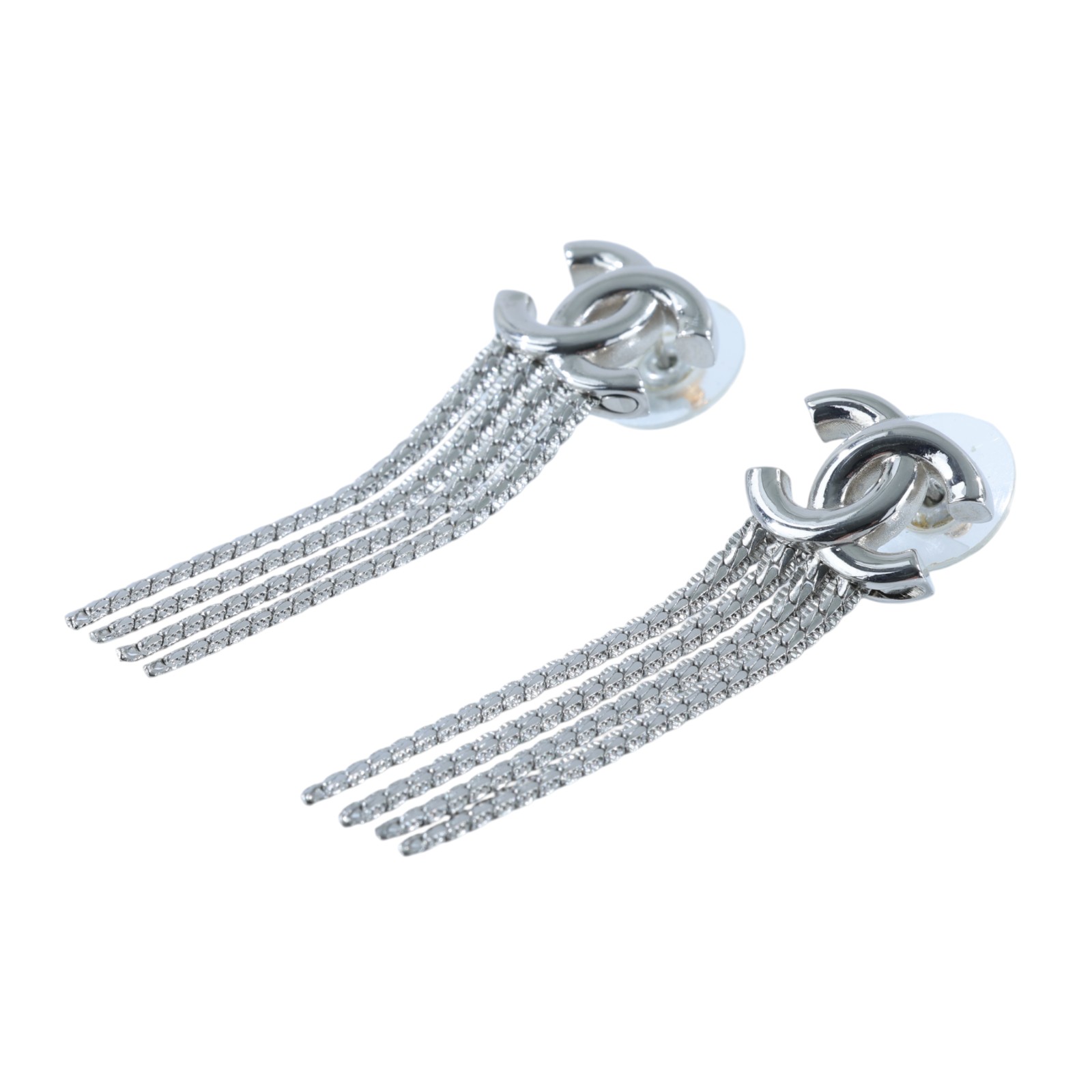 香奈兒 CHANEL CC 耳環 A24B 銀雙C流蘇耳環 原廠盒子