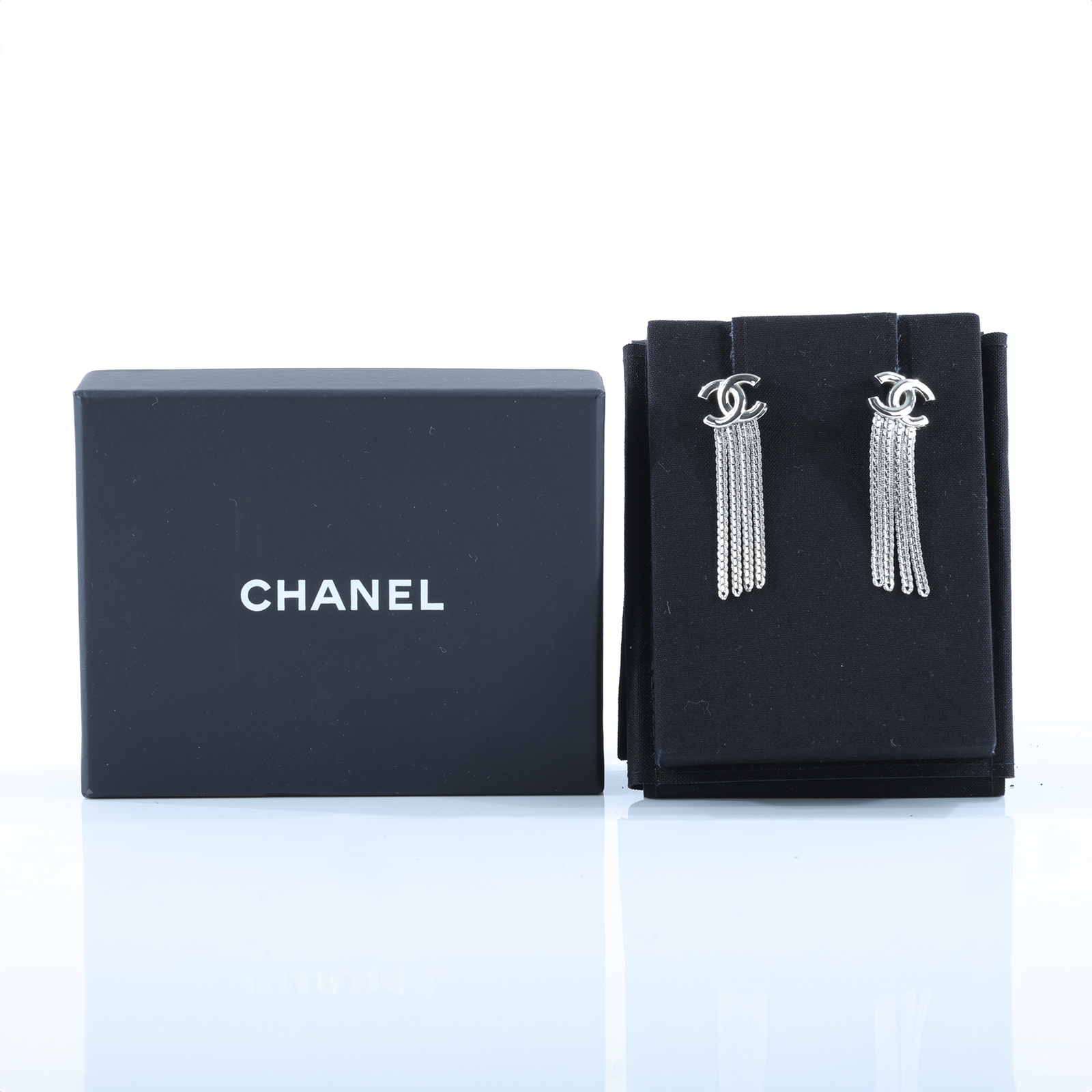 香奈兒 CHANEL CC 耳環 A24B 銀雙C流蘇耳環 原廠盒子