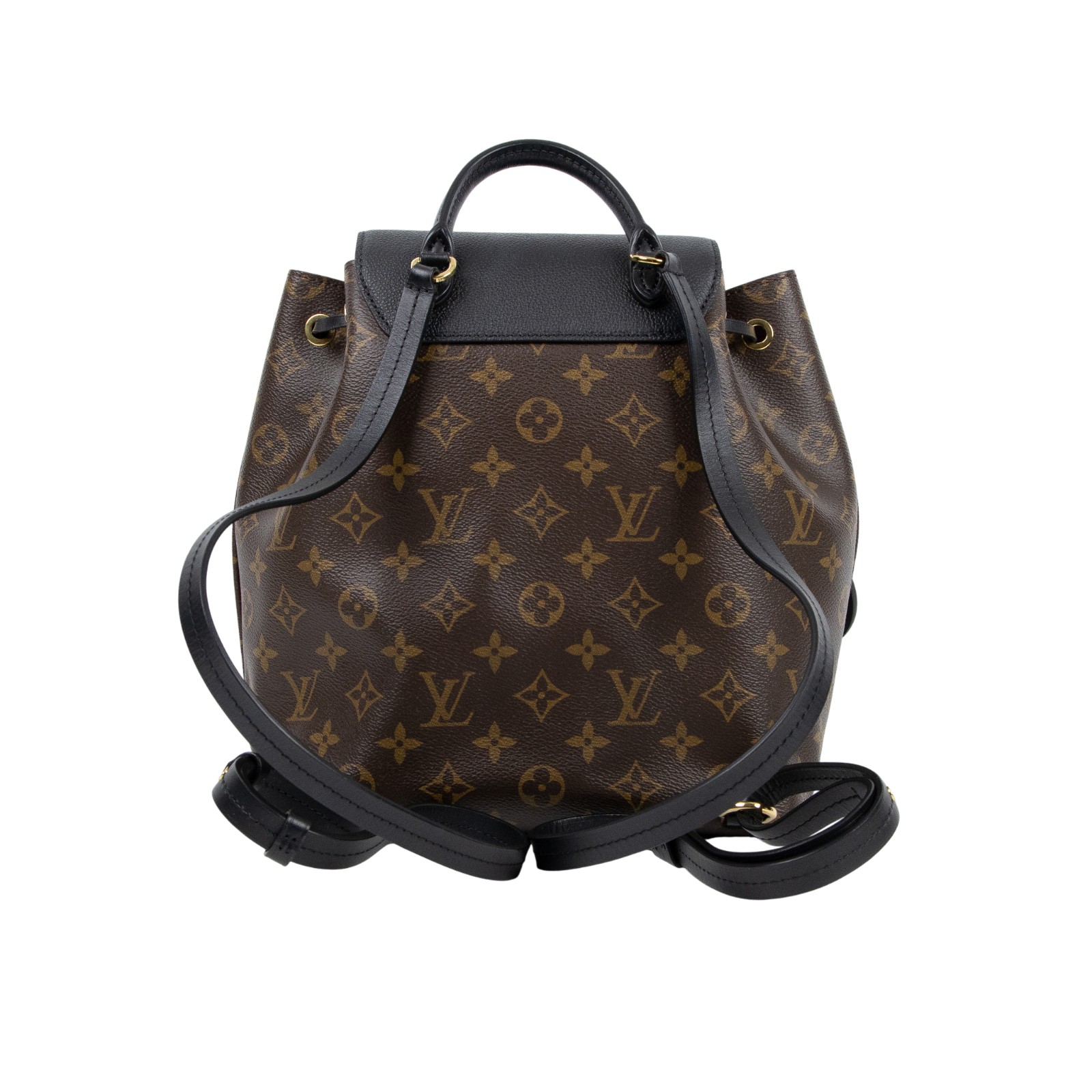 路易威登 LOUIS VUITTON Montsouris PM 經典帆布 牛皮 扣式 束口 後背包 棕色 黑色 M45515 晶片款  原廠盒子/防塵袋/購買證明