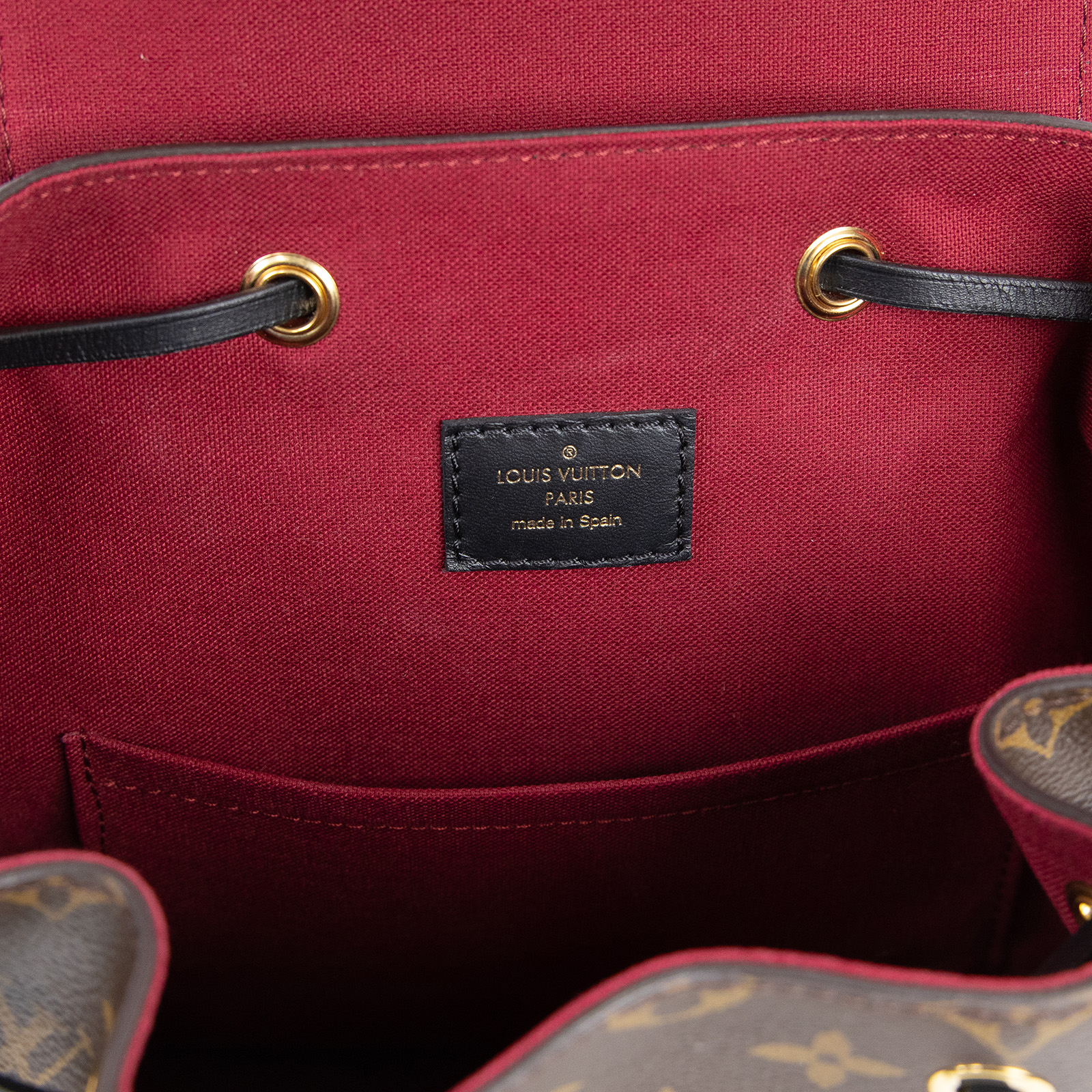 路易威登 LOUIS VUITTON Montsouris PM 經典帆布 牛皮 扣式 束口 後背包 棕色 黑色 M45515 晶片款  原廠盒子/防塵袋/購買證明