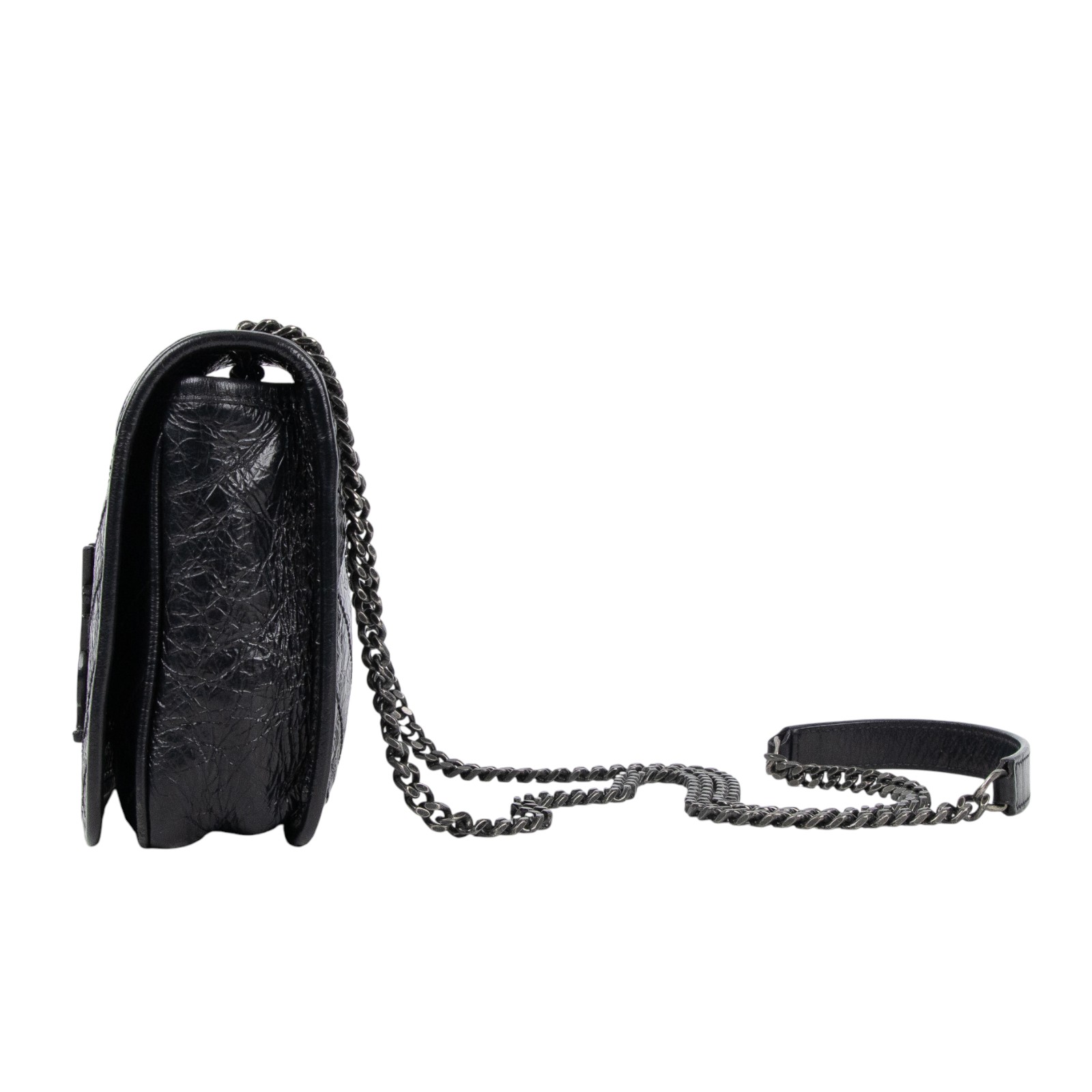 聖羅蘭 YSL SAINT LAURENT Niki 復古皮革 手袋 銀色五金 5831030EN04 黑NIKI WOC 防塵袋