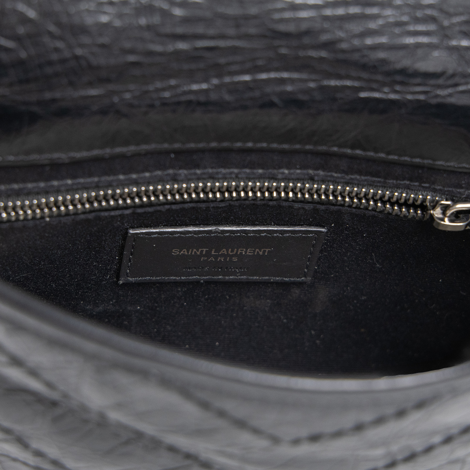 聖羅蘭 YSL SAINT LAURENT Niki 復古皮革 手袋 銀色五金 5831030EN04 黑NIKI WOC 防塵袋