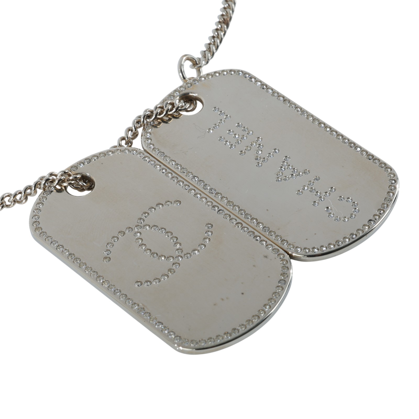 香奈兒 CHANEL CC 軍牌 項鍊 B20P 金水鑽雙鐵牌項鍊 原廠盒子