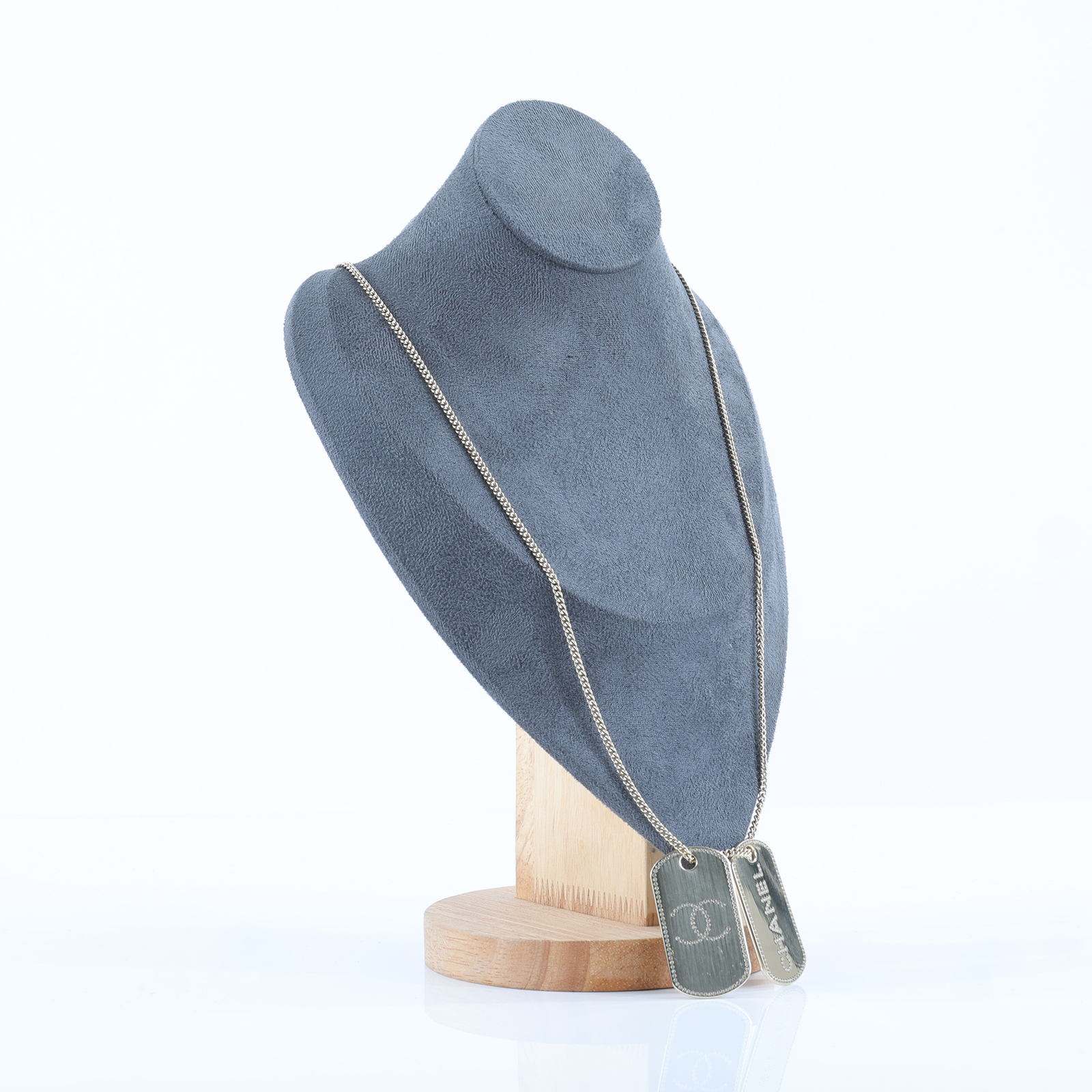 香奈兒 CHANEL CC 軍牌 項鍊 B20P 金水鑽雙鐵牌項鍊 原廠盒子