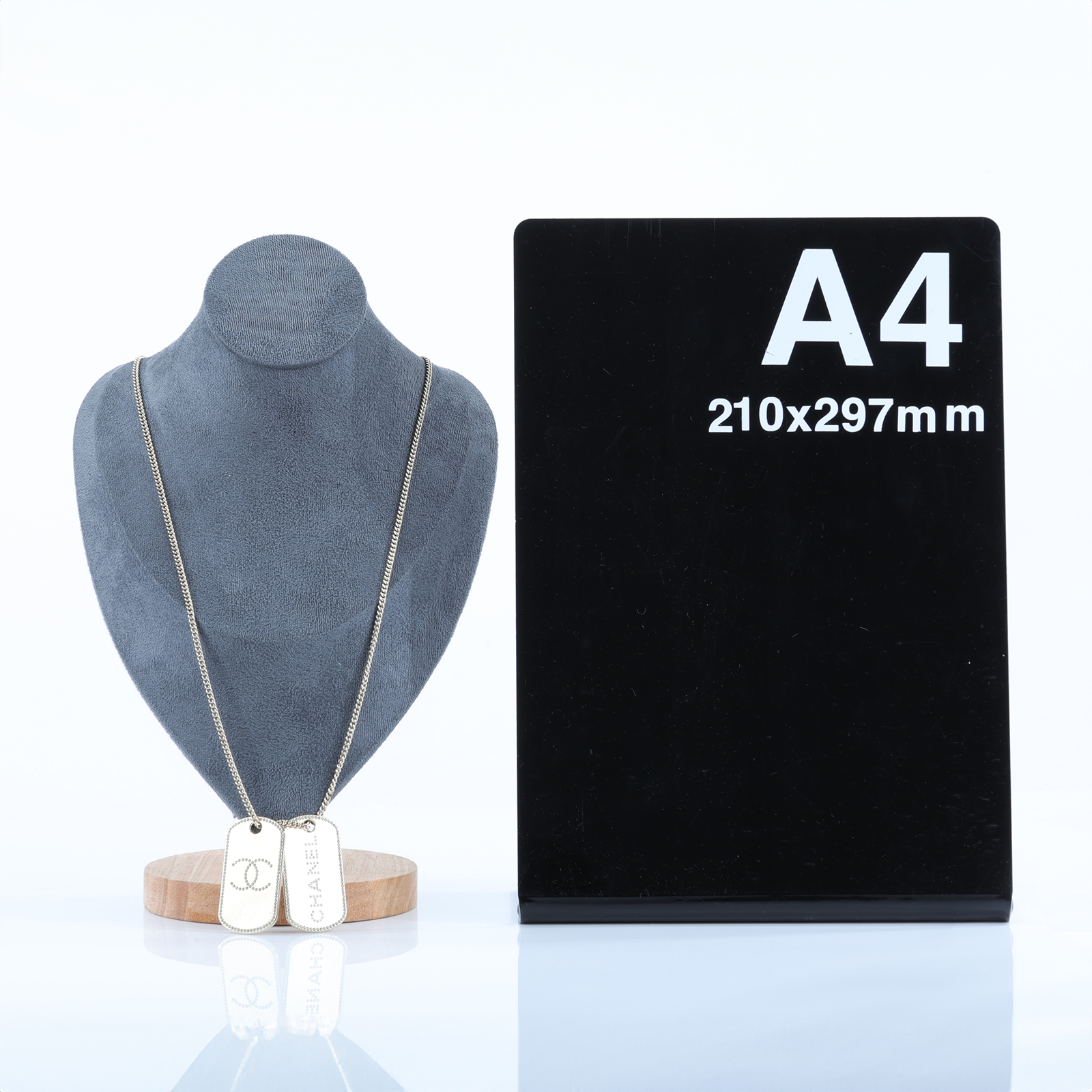 香奈兒 CHANEL CC 軍牌 項鍊 B20P 金水鑽雙鐵牌項鍊 原廠盒子