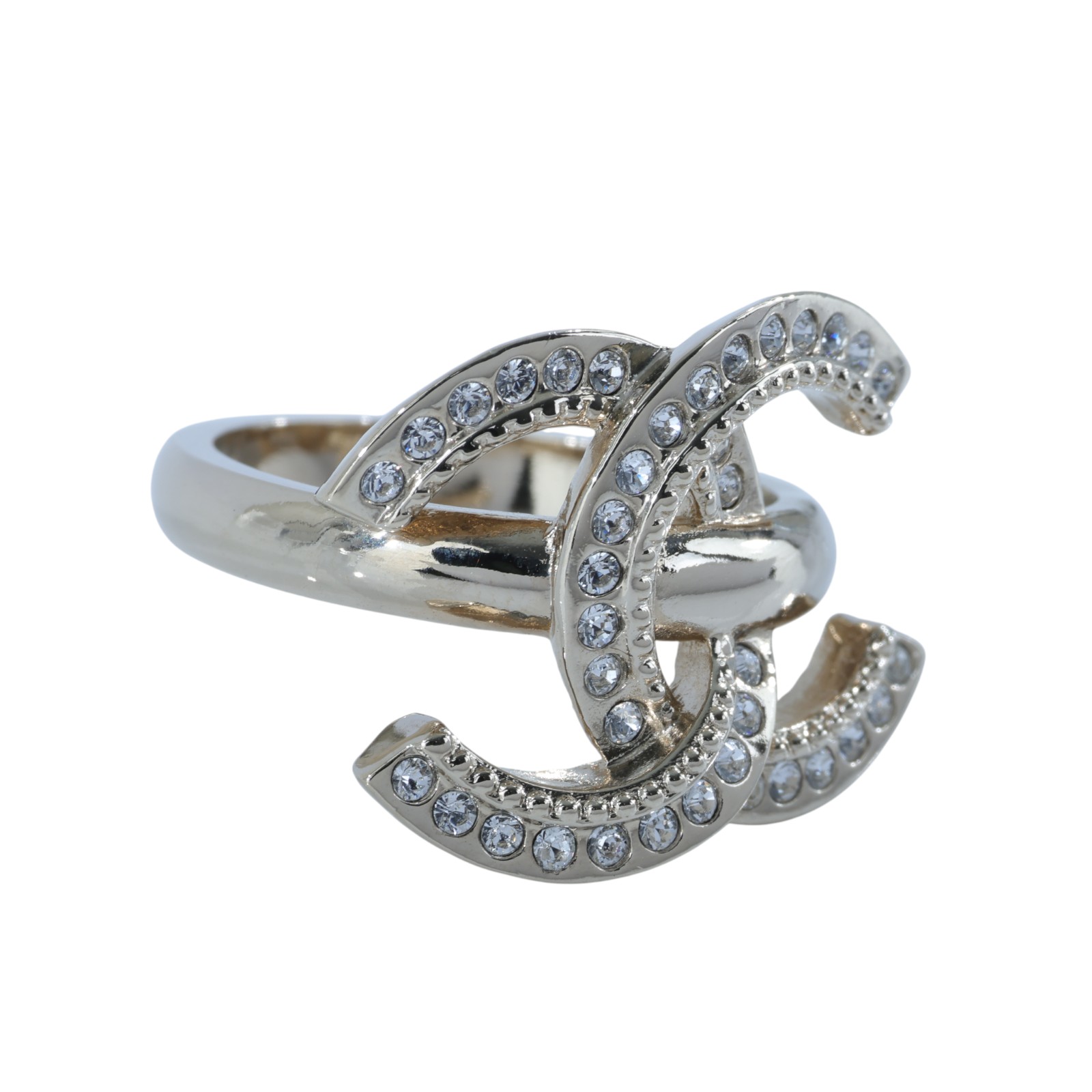 香奈兒 CHANEL CC 戒指 A23B 金雙C水鑽戒指 無附屬品