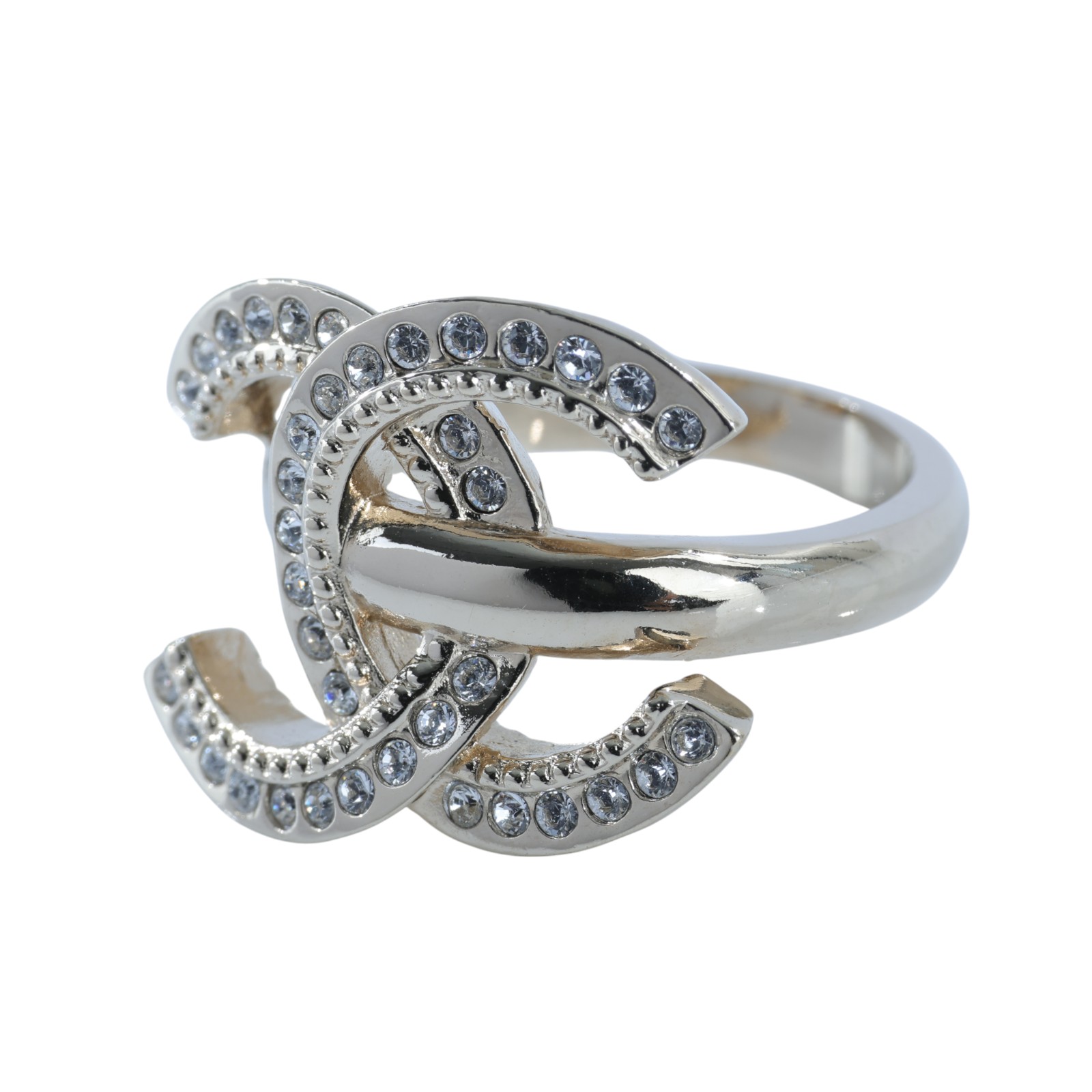 香奈兒 CHANEL CC 戒指 A23B 金雙C水鑽戒指 無附屬品