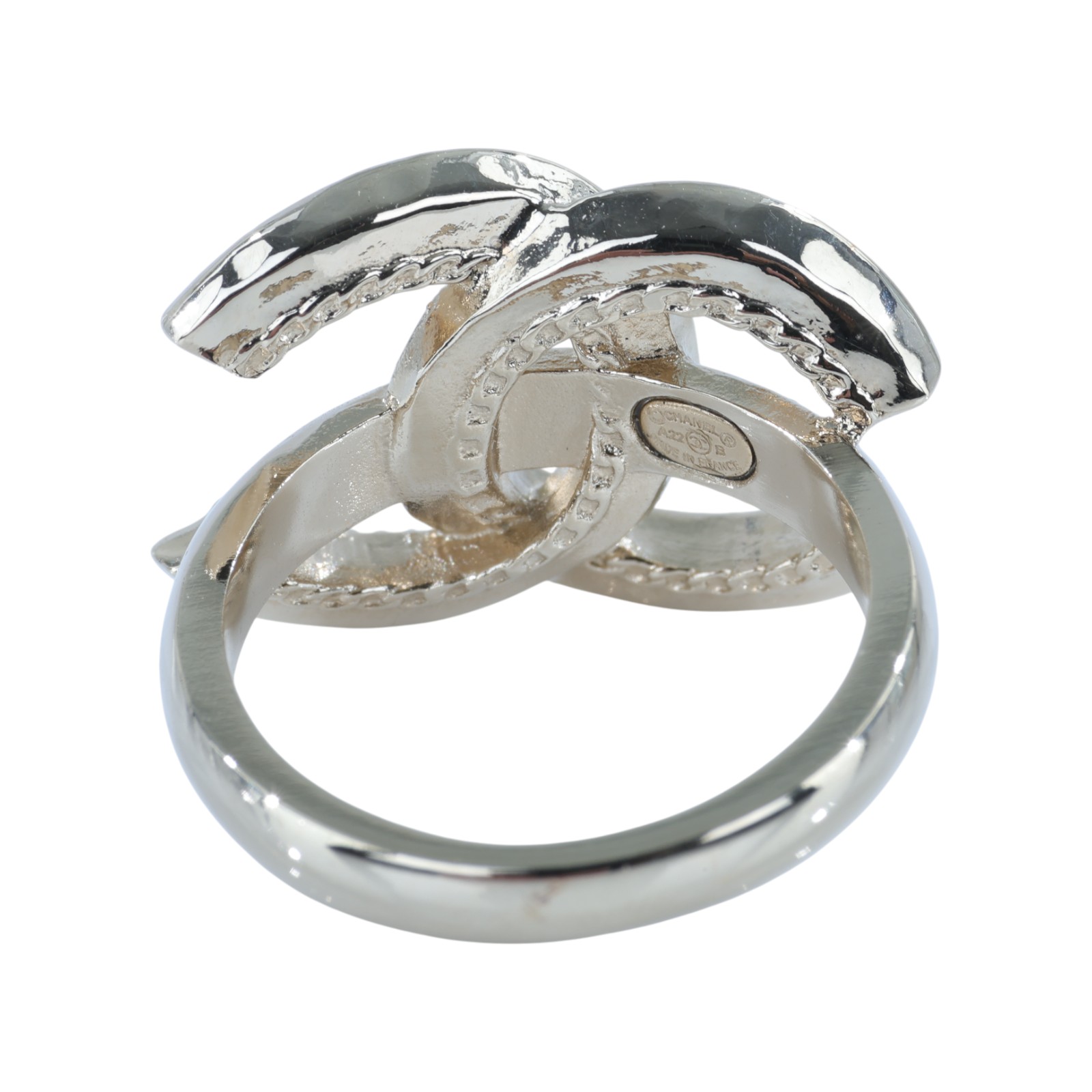 香奈兒 CHANEL CC 戒指 A23B 金雙C水鑽戒指 無附屬品