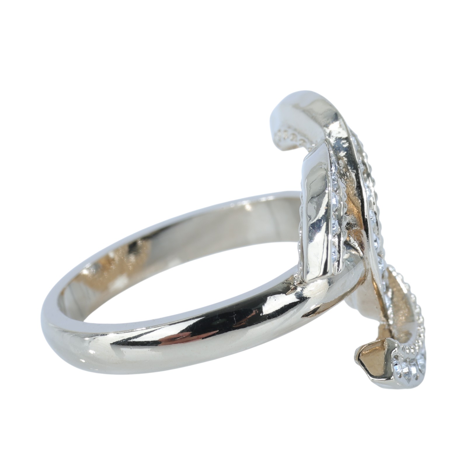 香奈兒 CHANEL CC 戒指 A23B 金雙C水鑽戒指 無附屬品