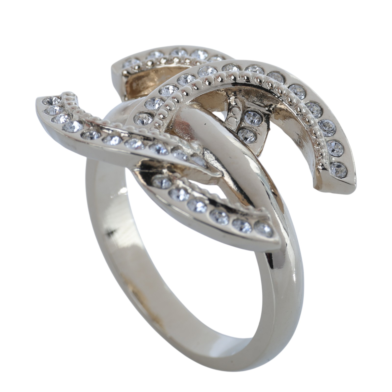 香奈兒 CHANEL CC 戒指 A23B 金雙C水鑽戒指 無附屬品