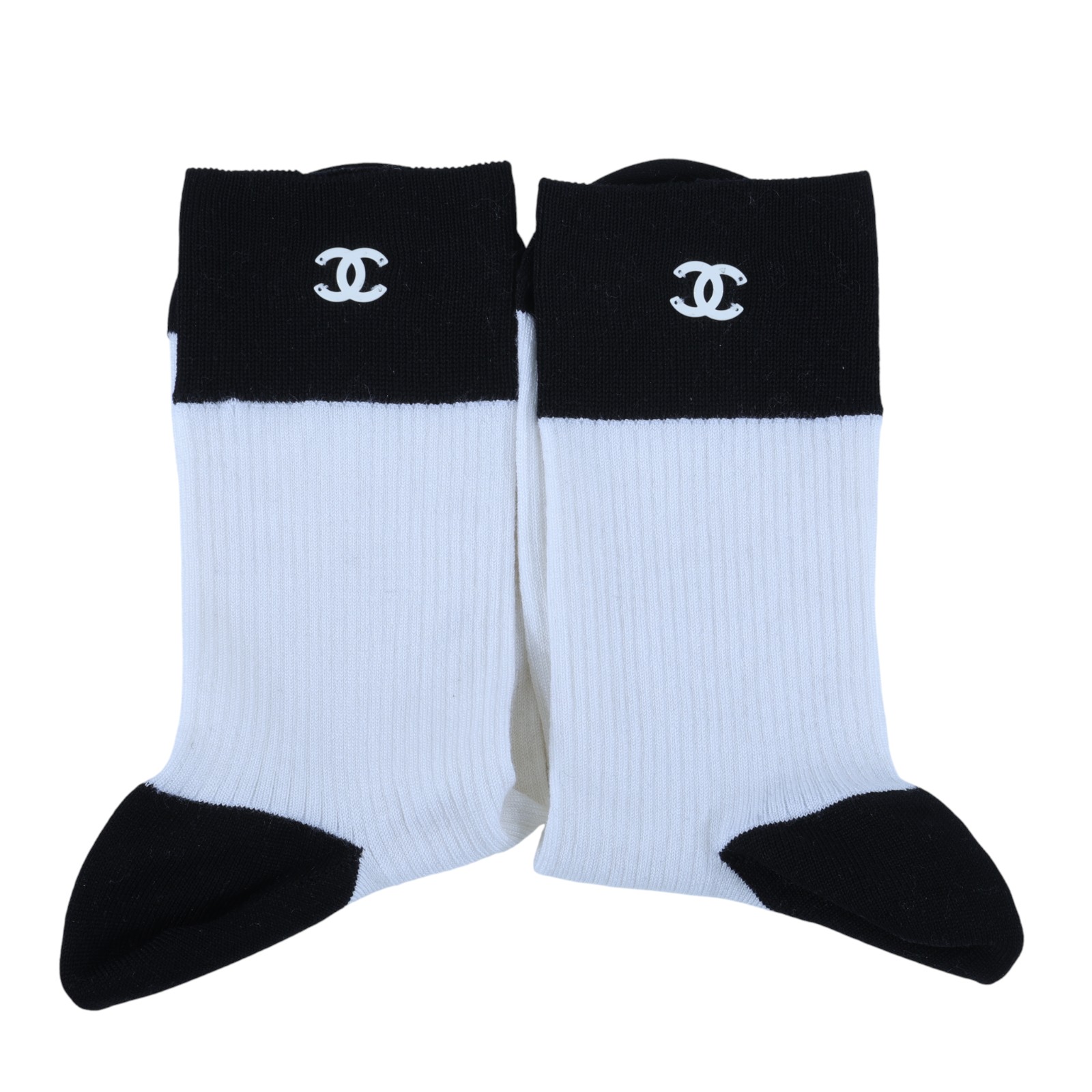 香奈兒 CHANEL CC 棉襪 襪子  黑白logo襪 原廠盒子
