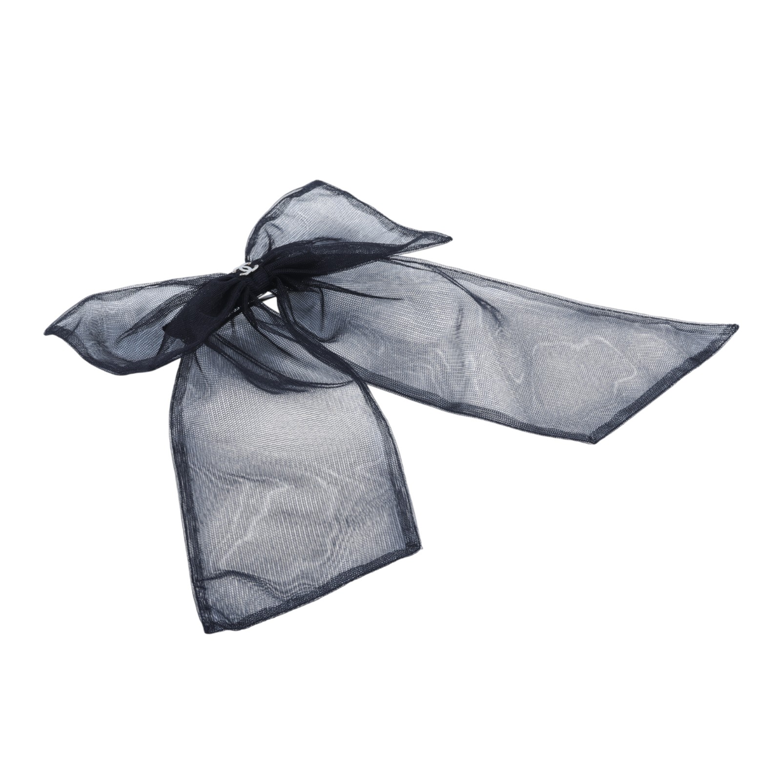 香奈兒 CHANEL CC 髮飾  黑蕾絲大蝴蝶結髮夾 原廠盒子