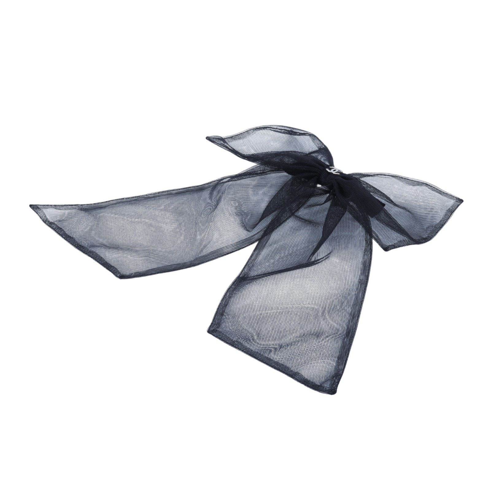 香奈兒 CHANEL CC 髮飾  黑蕾絲大蝴蝶結髮夾 原廠盒子