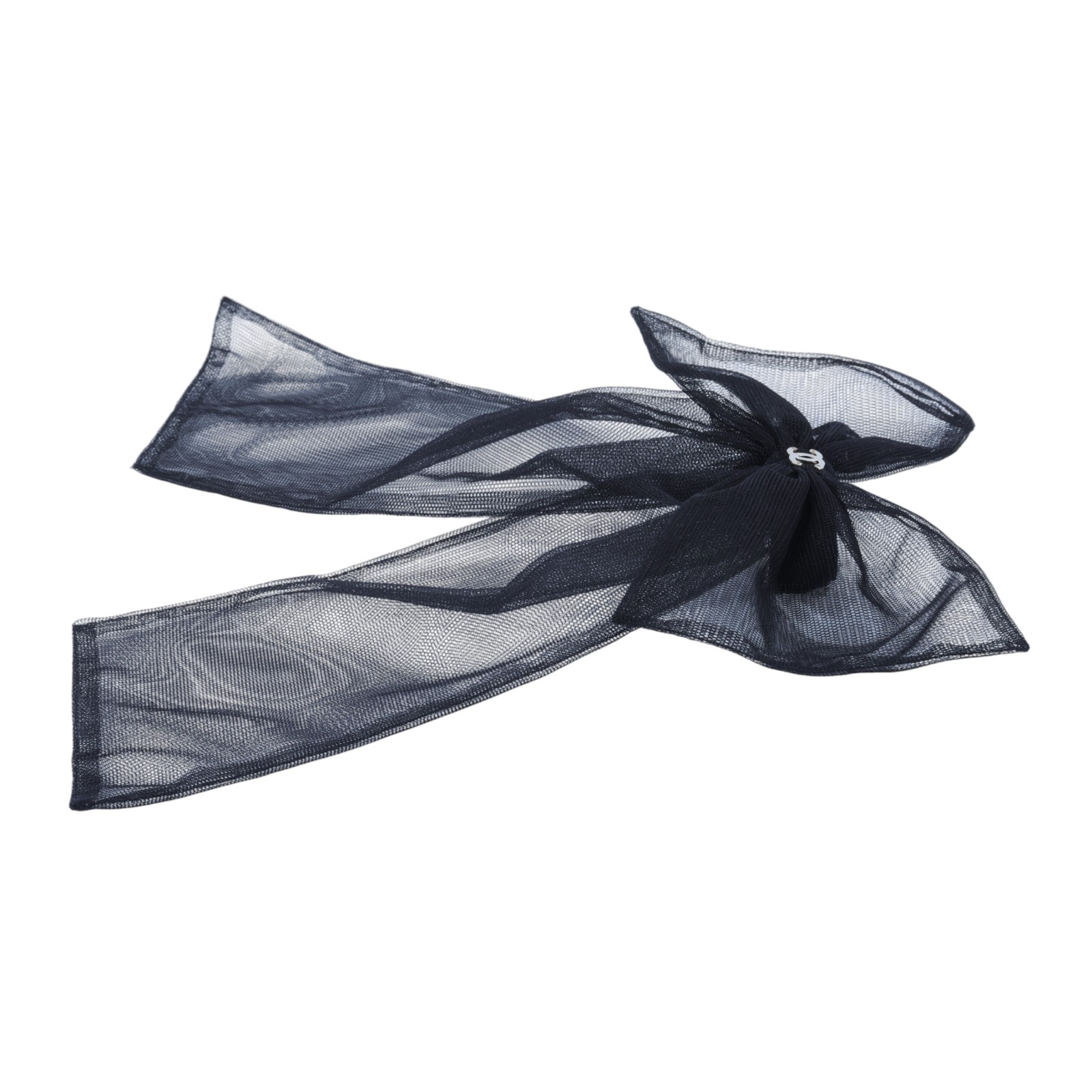 香奈兒 CHANEL CC 髮飾  黑蕾絲大蝴蝶結髮夾 原廠盒子